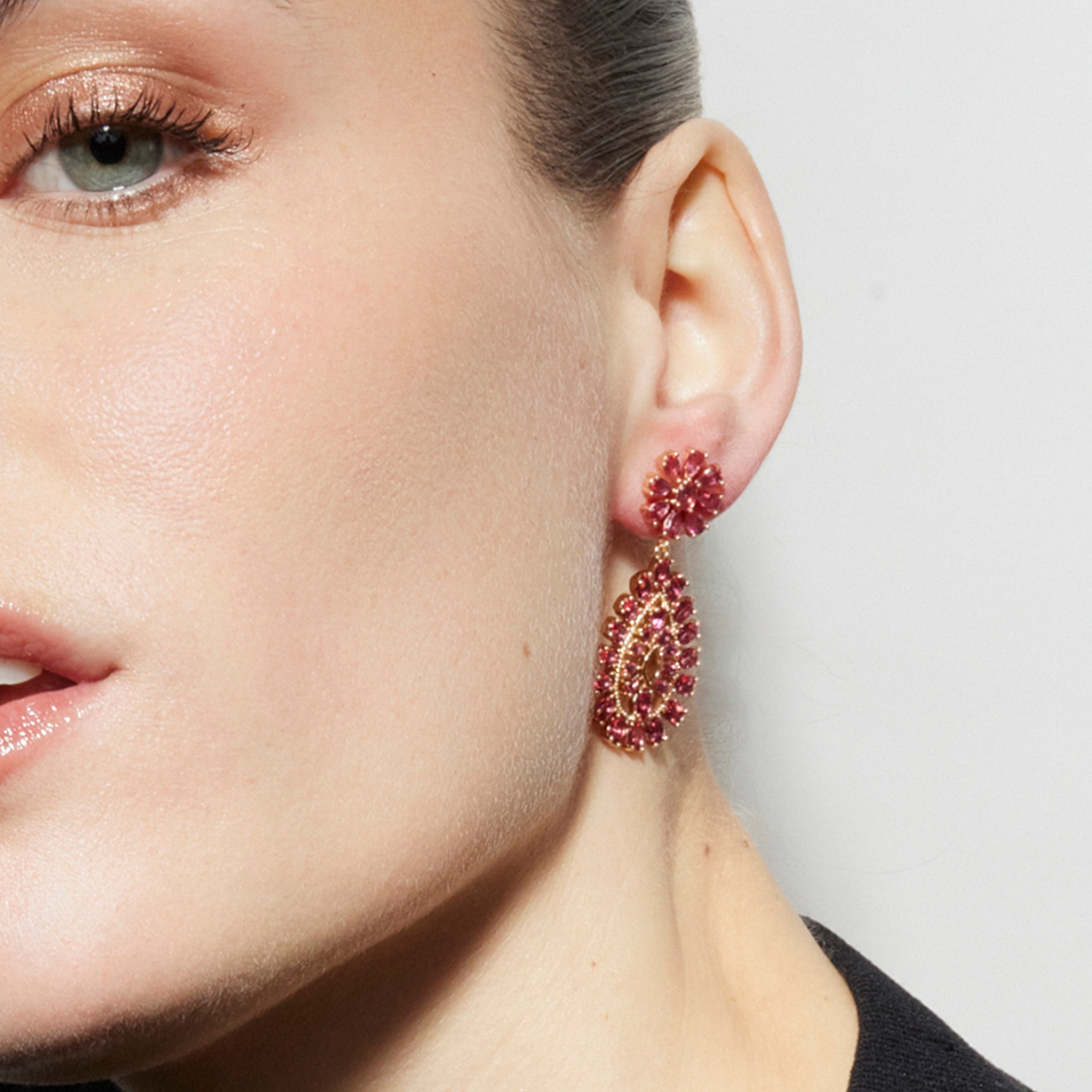 Boucles d'oreilles en zirconium rubis finition or 18k - Sharam