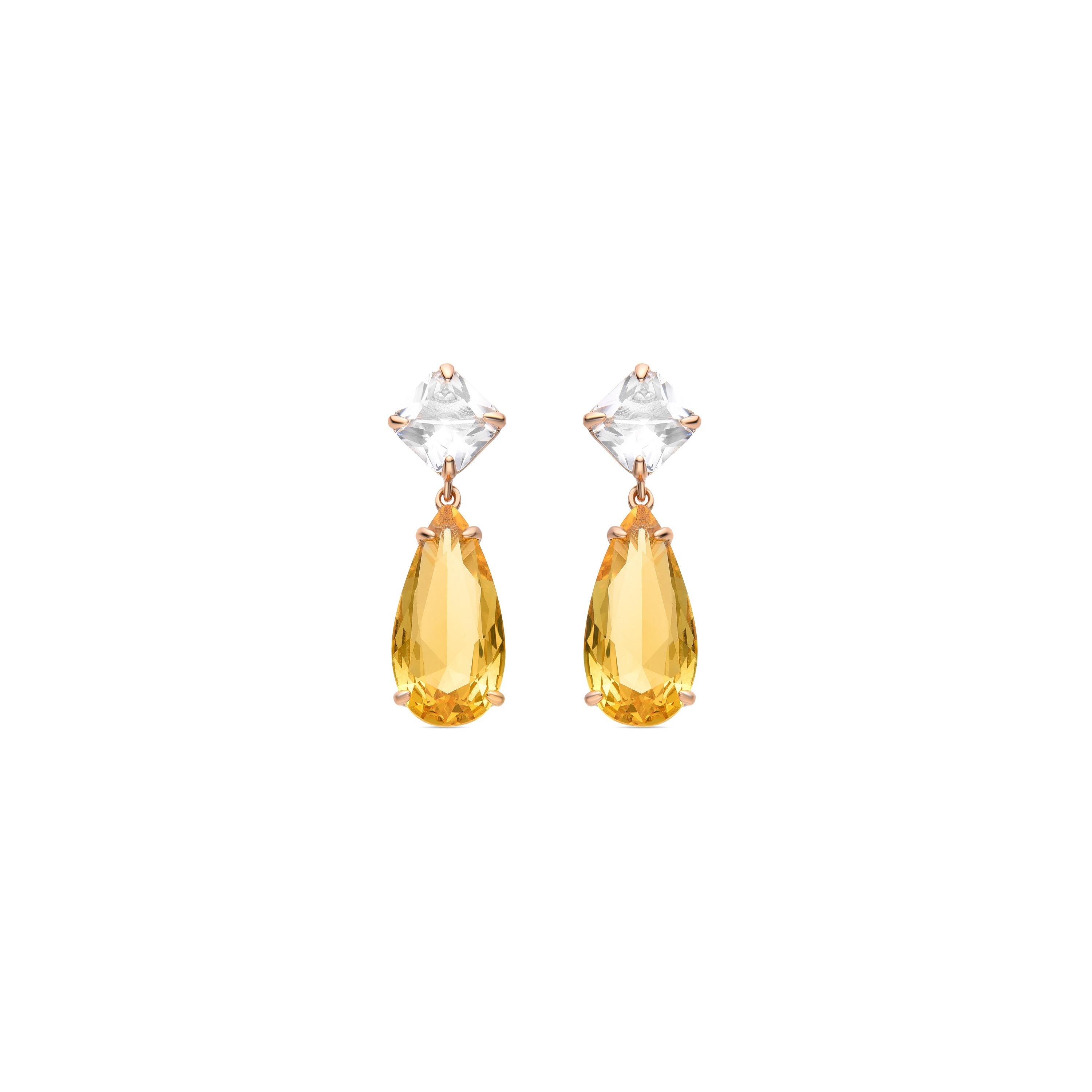 Pendientes de Cuarzo Hidrotermal Multicolor acabados en oro amarillo 18K - Waro