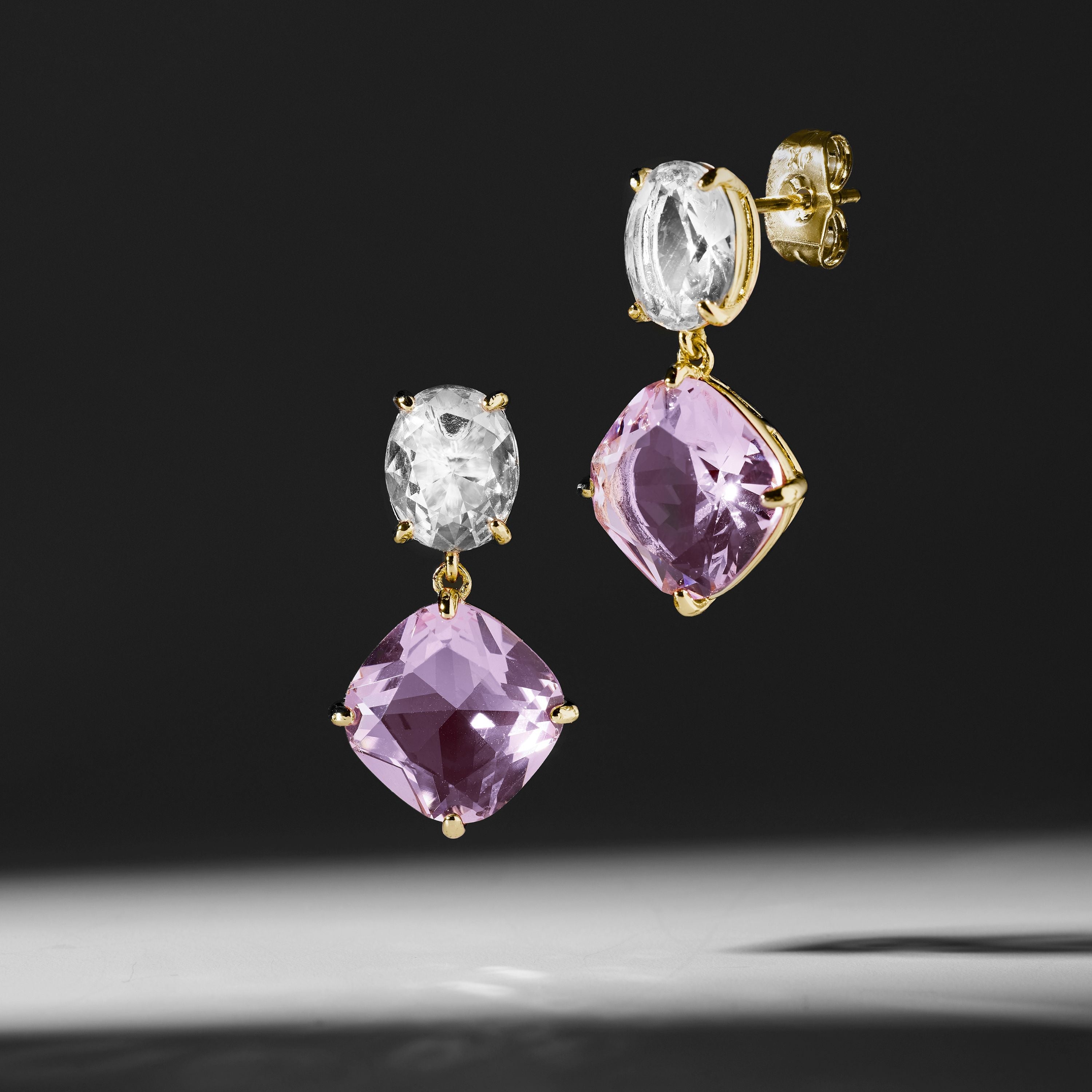 Pendientes de Circonita Multicolor acabados en oro amarillo 18K- Munaw
