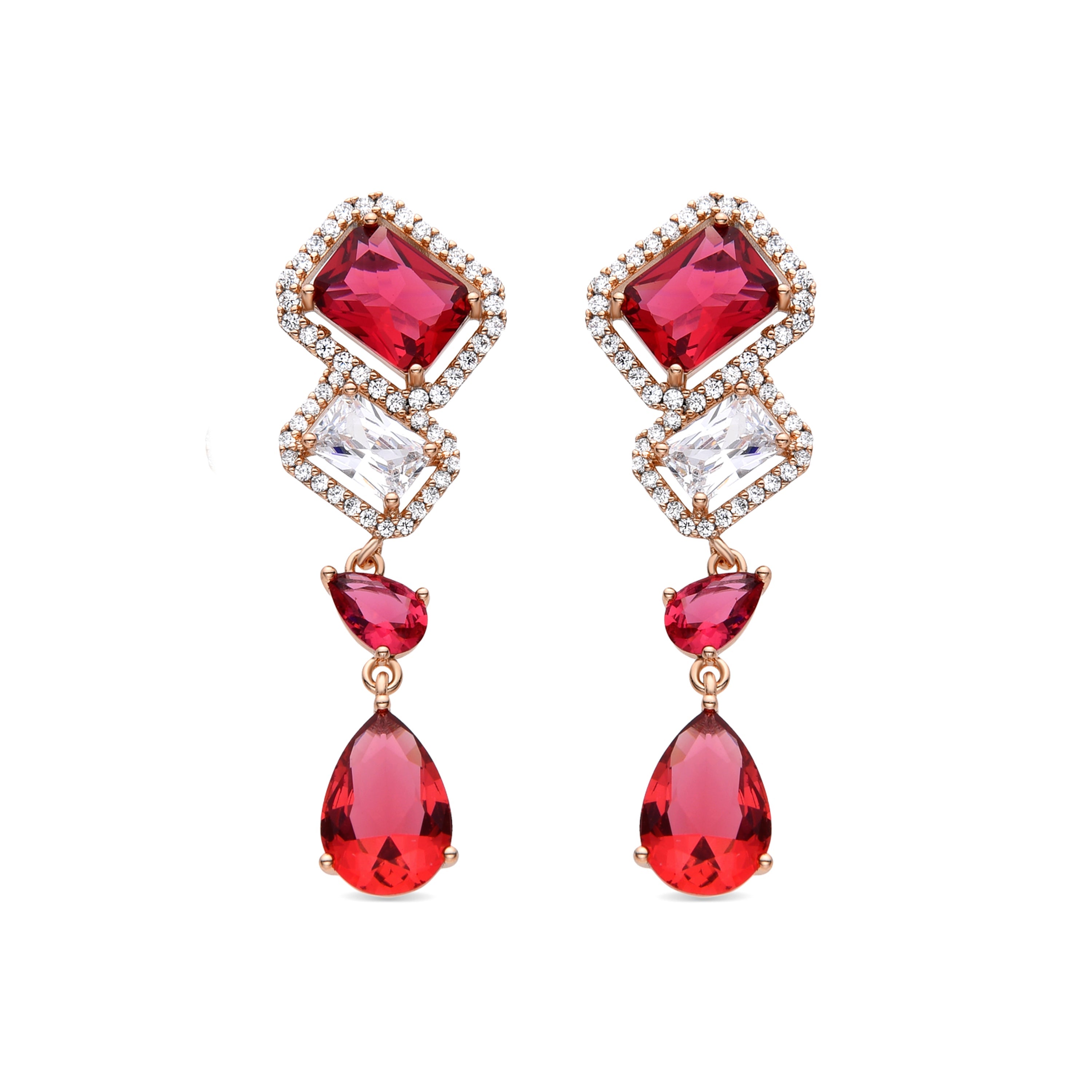 Pendientes de Circonita Rubí acabados en oro amarillo 18K- Shukula