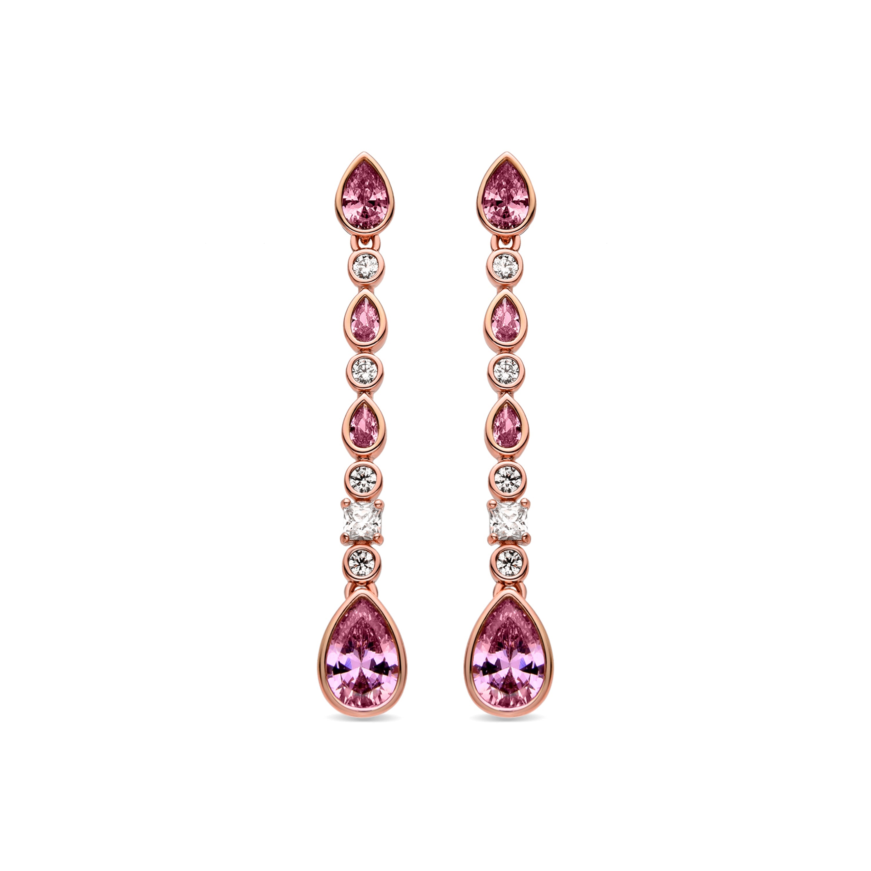 Pendientes de Circonita Rosa acabados en oro amarillo 18K- Zalmoa