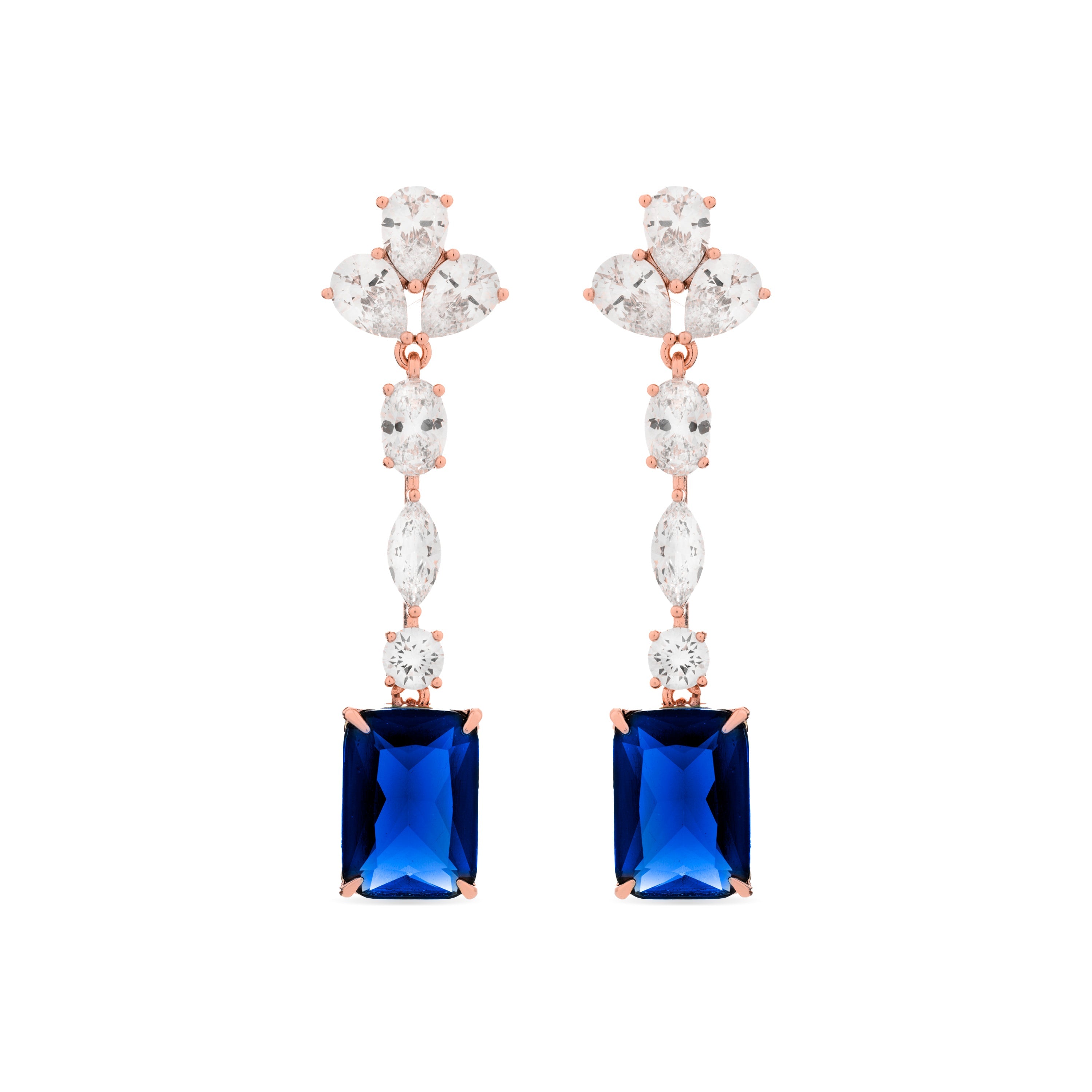 Pendientes con Circonita Zafiro acabados en oro amarillo 18K - Phami