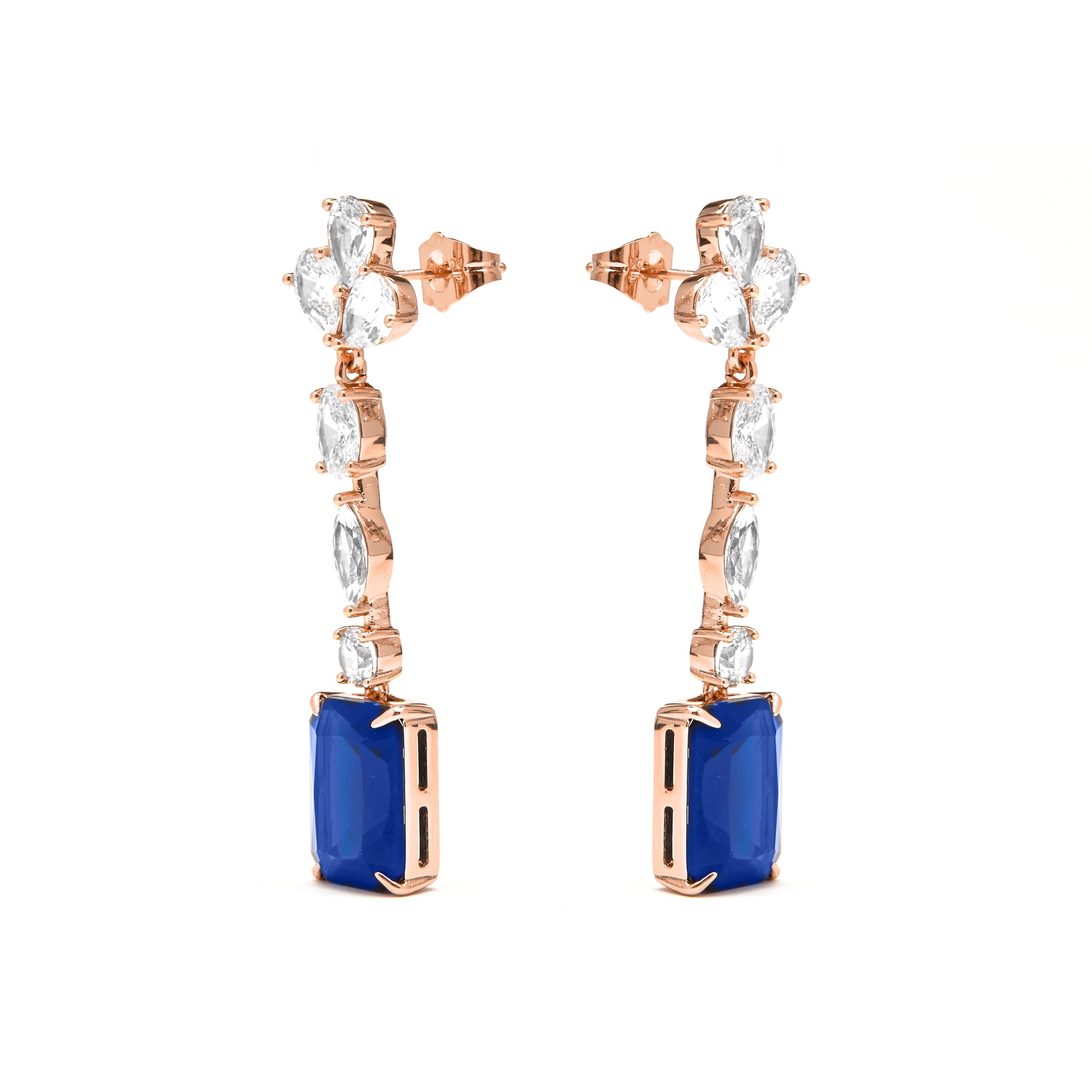 Pendientes con Circonita Zafiro acabados en oro amarillo 18K - Phami