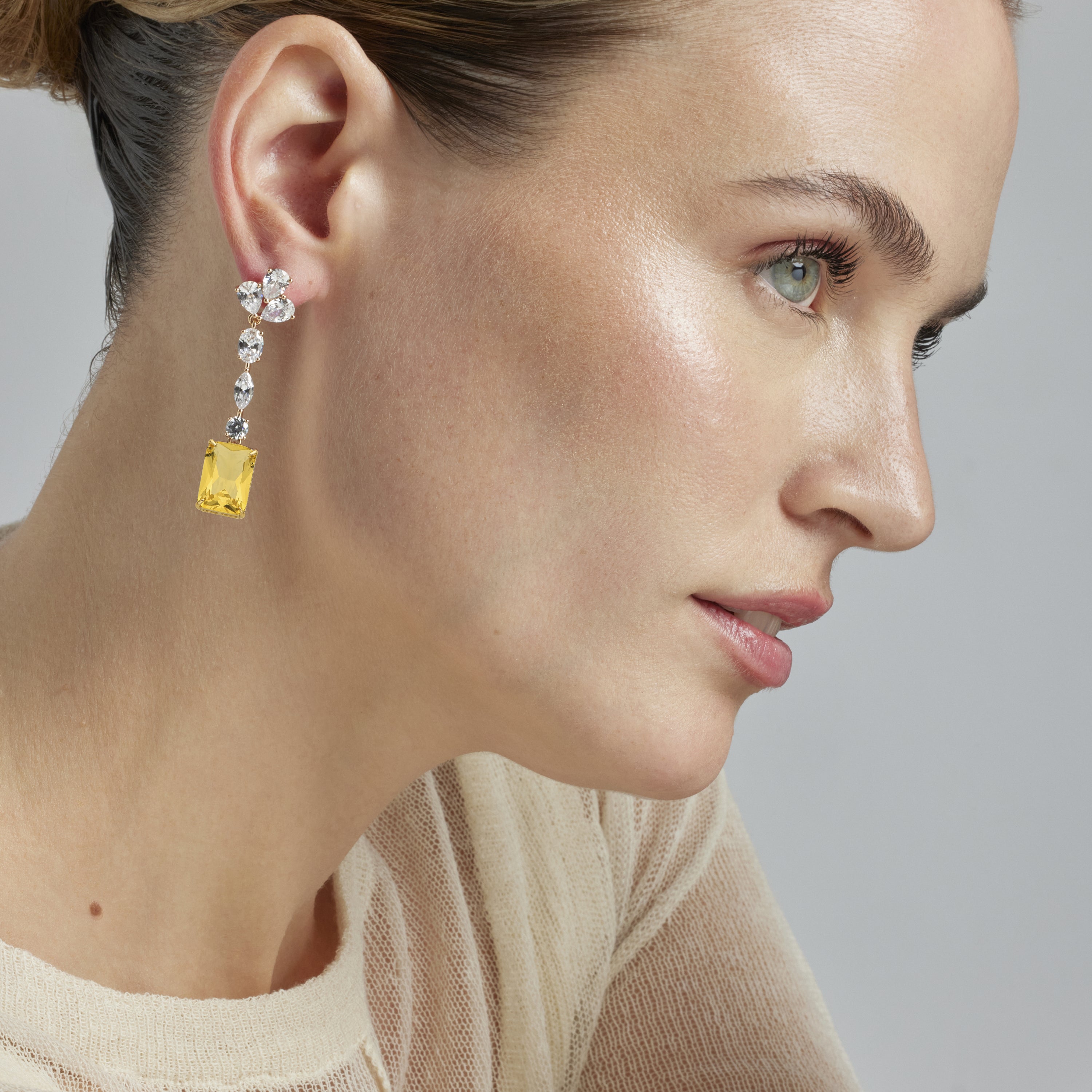 Pendientes con Padparadscha acabado oro 18k - Phami