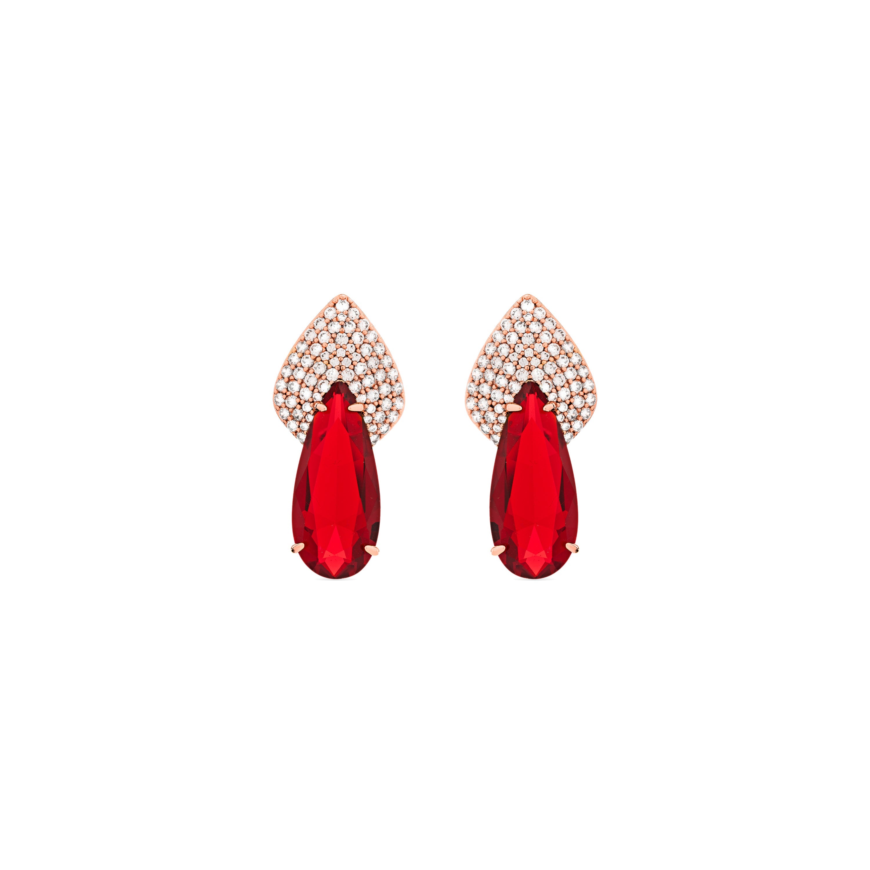 Pendientes con Circonita Rubí acabados en oro amarillo 18K - Ikah