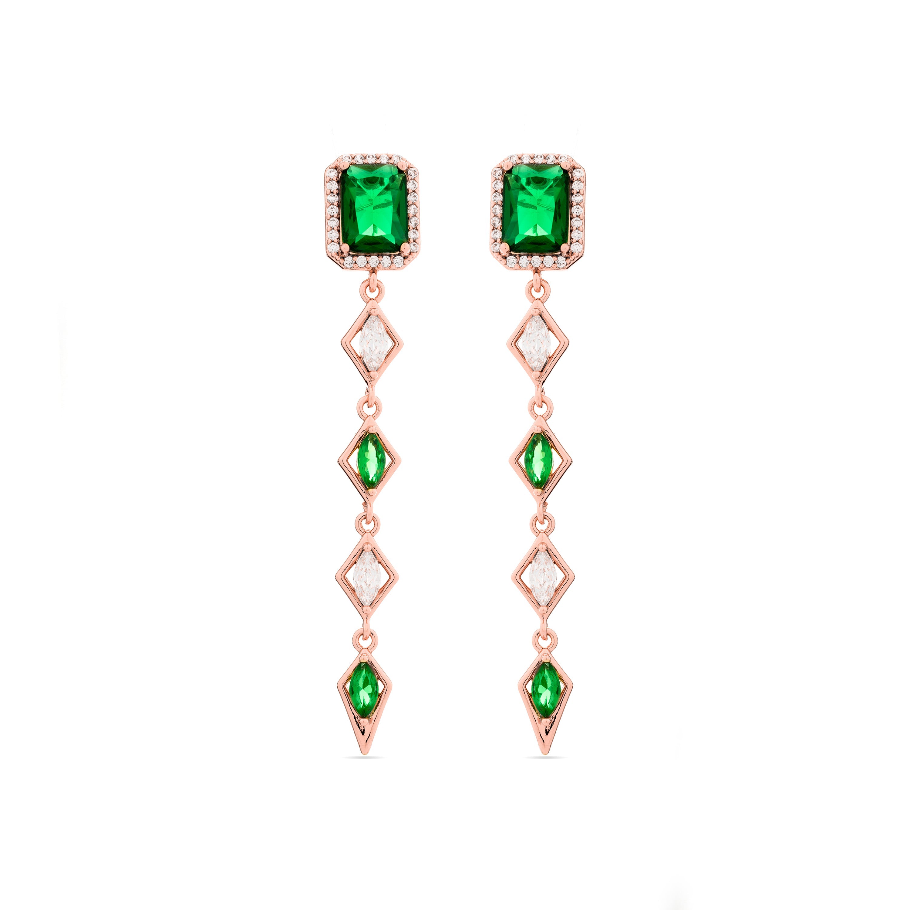 Pendientes con Circonita Esmeralda acabados en oro amarillo 18K - Cansal