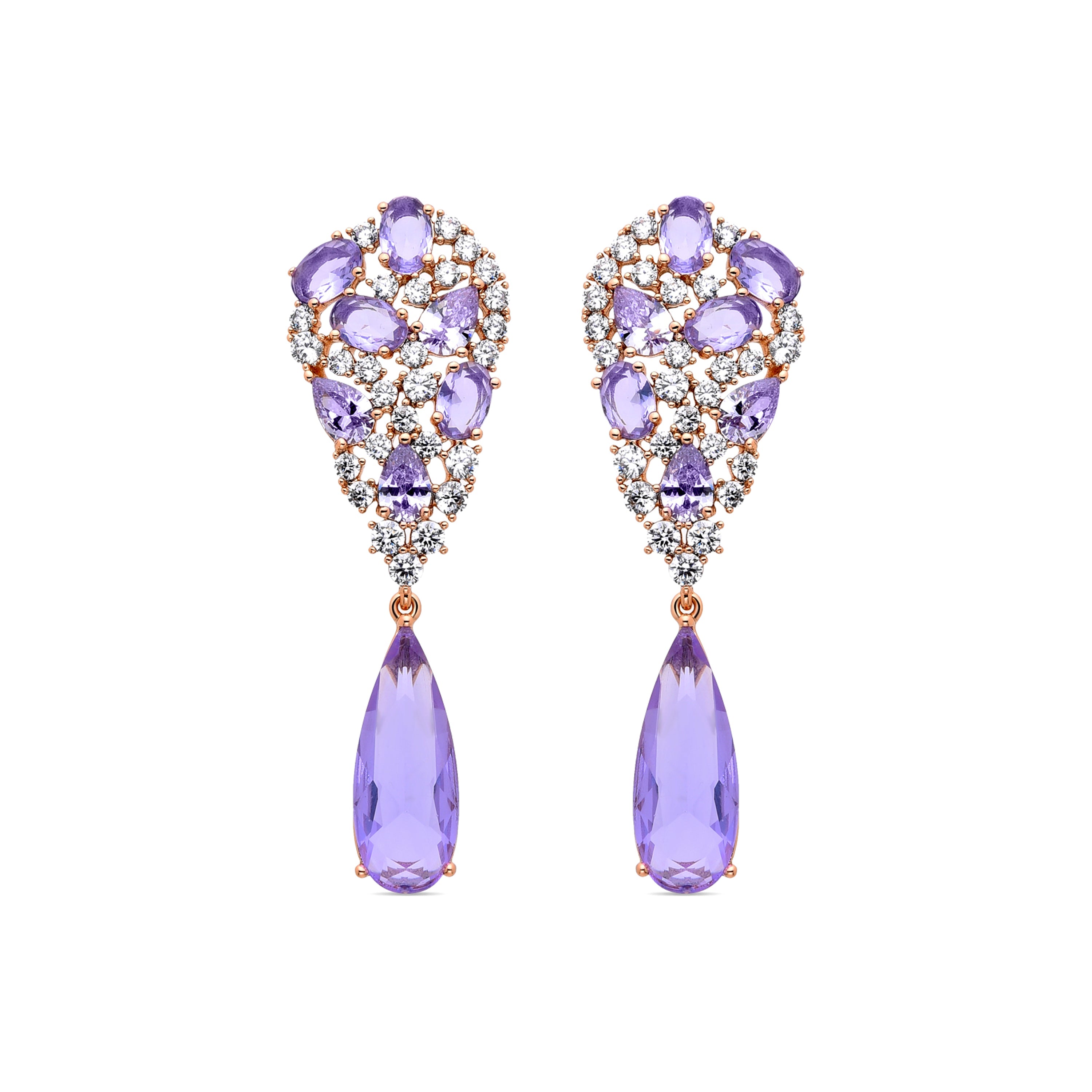 Pendientes con Circonita Amatista acabados en oro amarillo 18K - Dirio