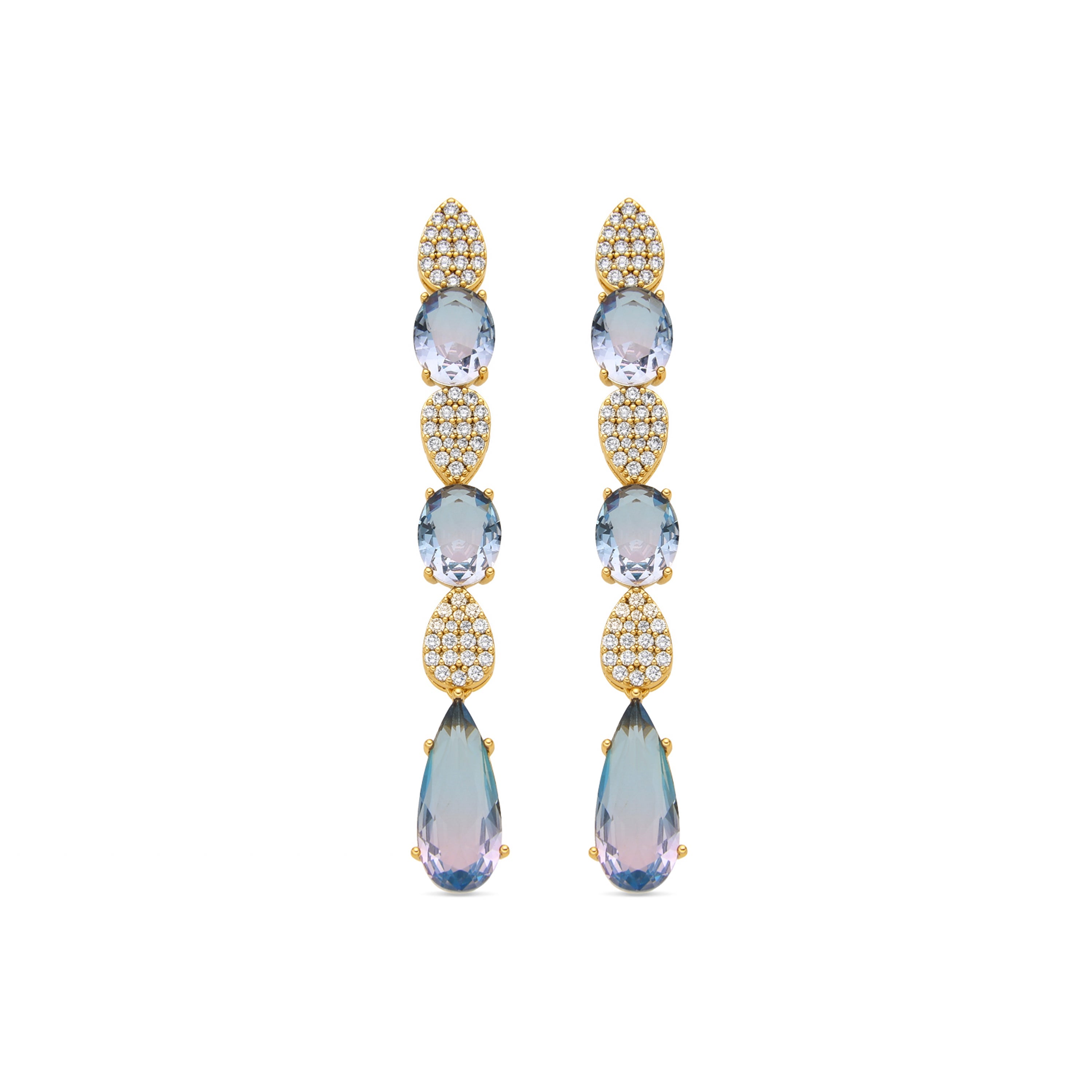 Pendientes con Circonita Multicolor acabado oro 18k - Dirio
