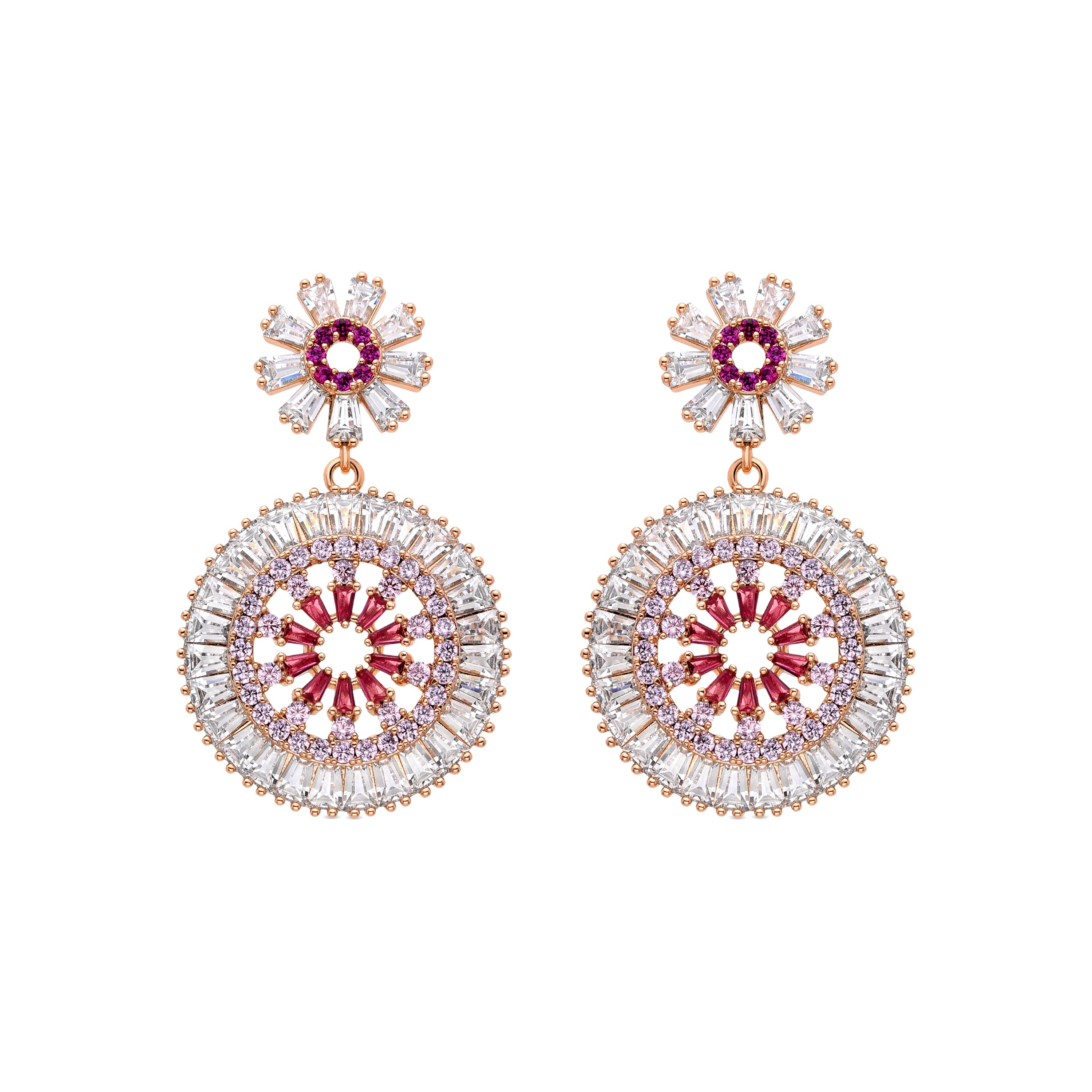 Pendientes con Circonita Multicolor acabados en oro amarillo 18K - Dralio