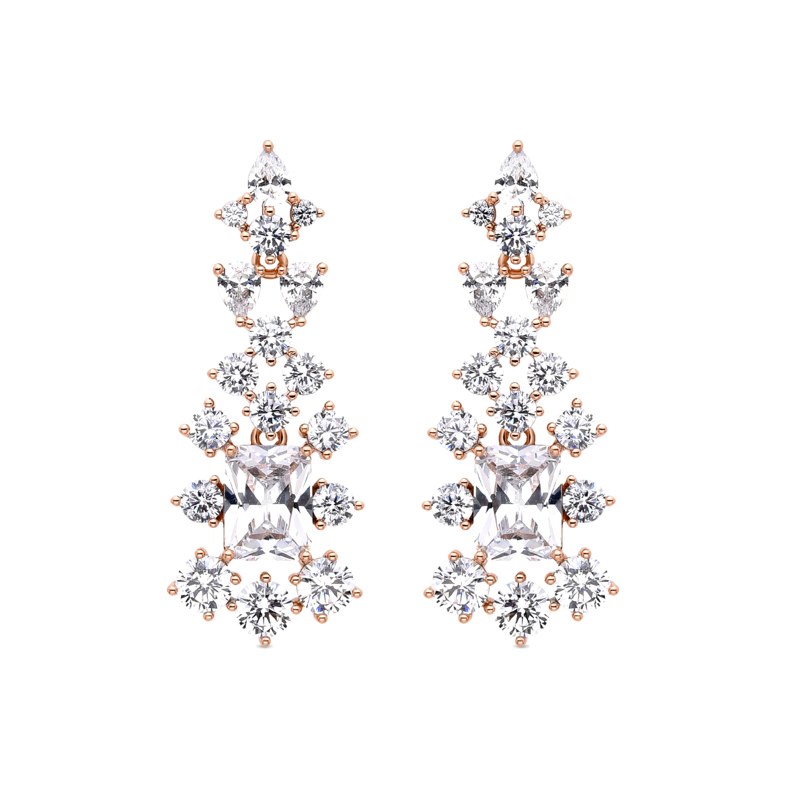 Pendientes con Circonita Brillante acabados en oro amarillo 18K - Dika
