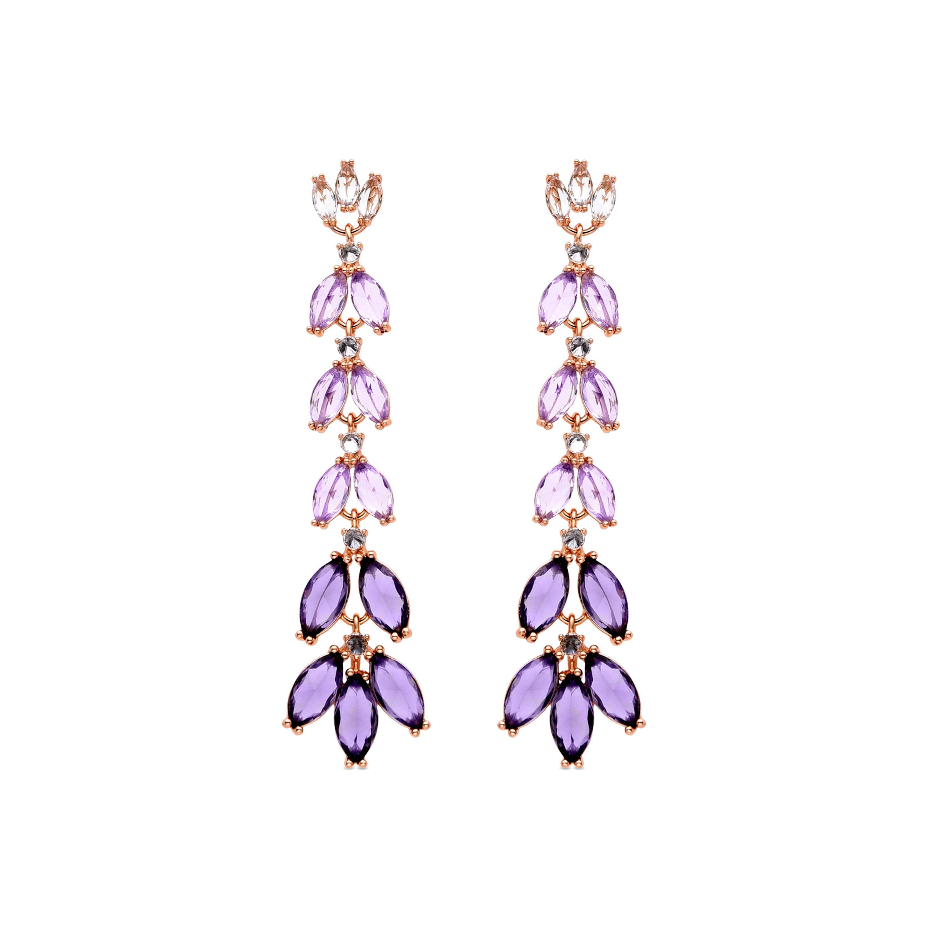 Pendientes con Circonita Amatista acabados en oro amarillo 18K - Dinois