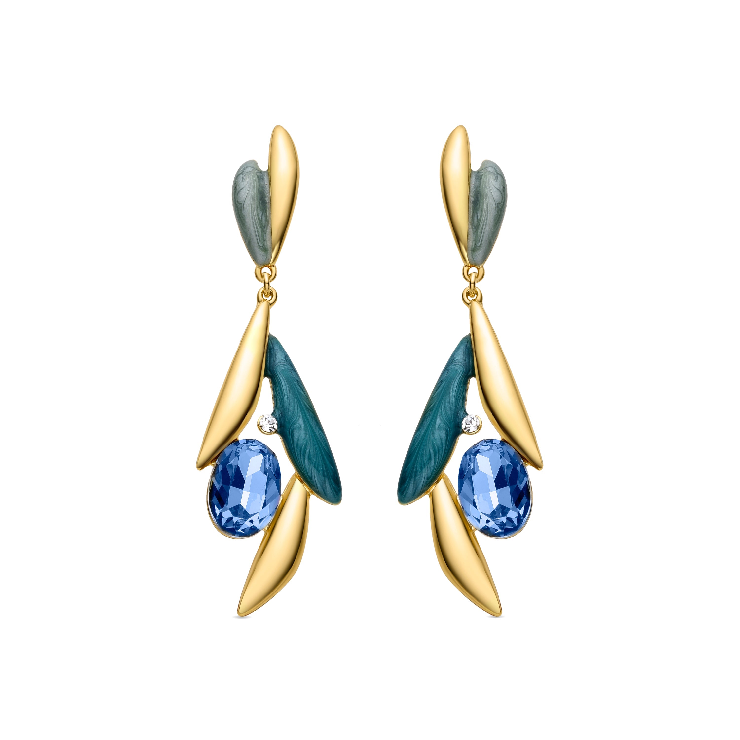 Pendientes de Circonita Topacio Azul acabados en oro amarillo 18K - Amarke
