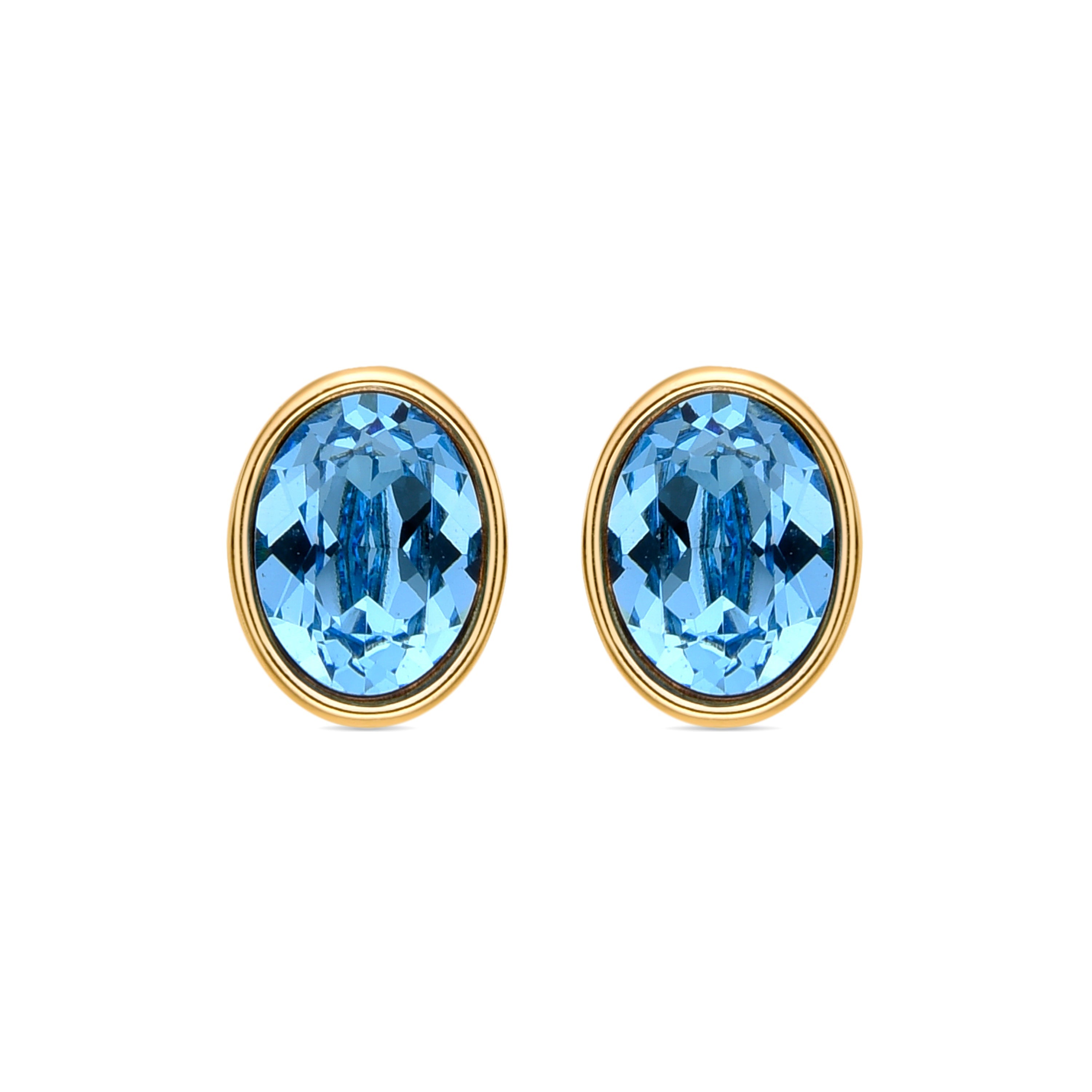 Pendientes de Cristal Azul acabados en oro amarillo 18K - Tanbo