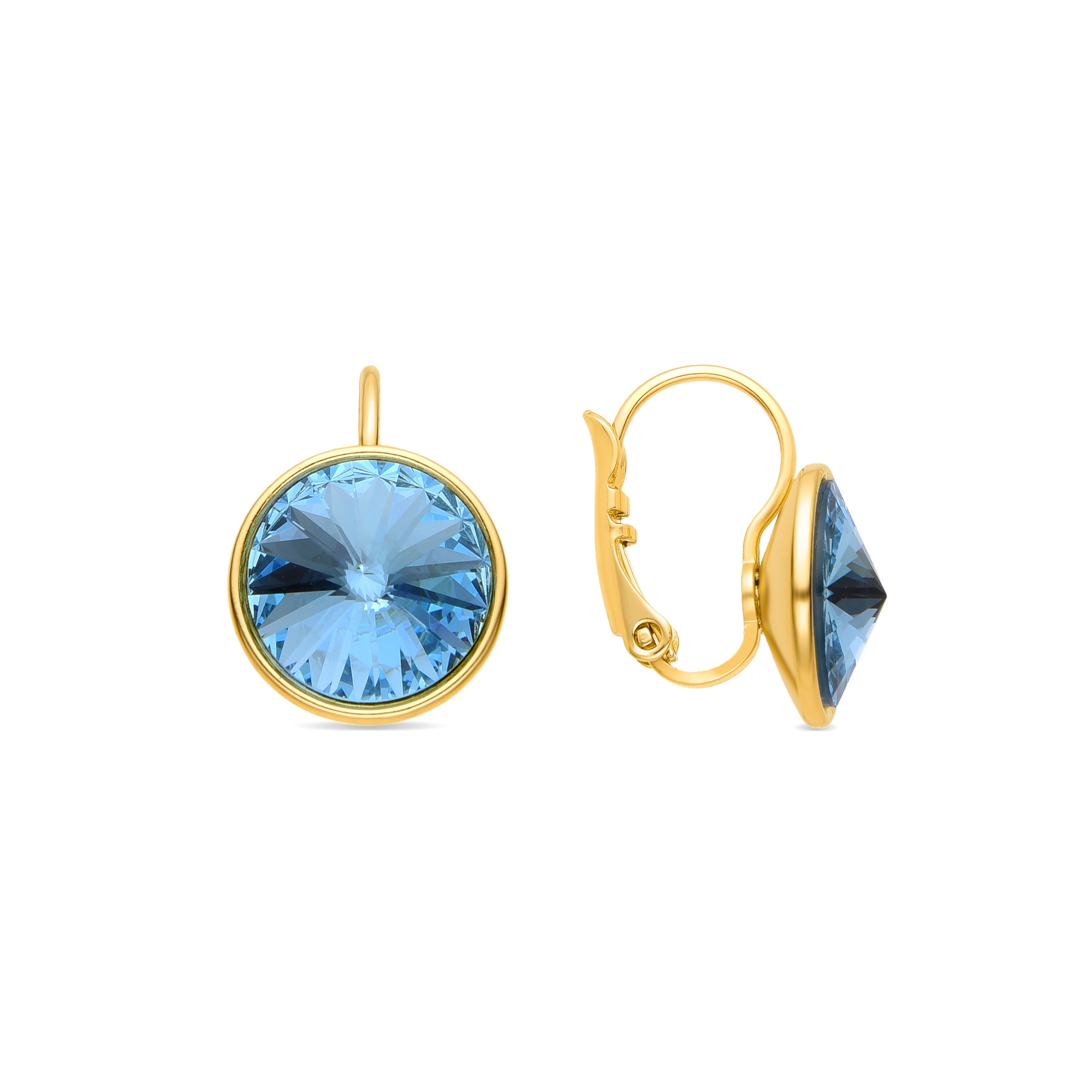 Pendientes de Cristal Azul acabados en oro amarillo 18K - Rusira