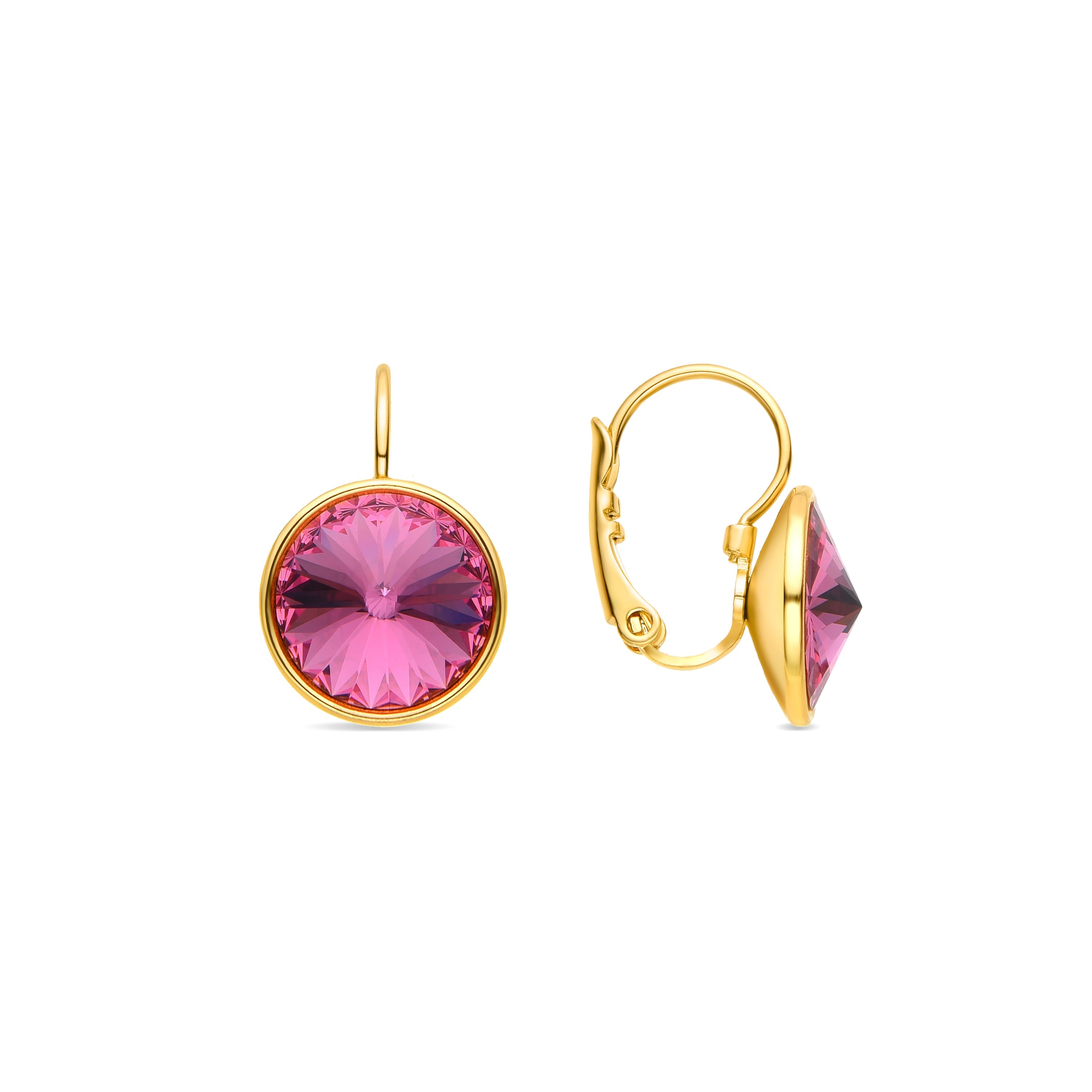 Pendientes de Cristal Rosa acabados en oro amarillo 18K - Rusira