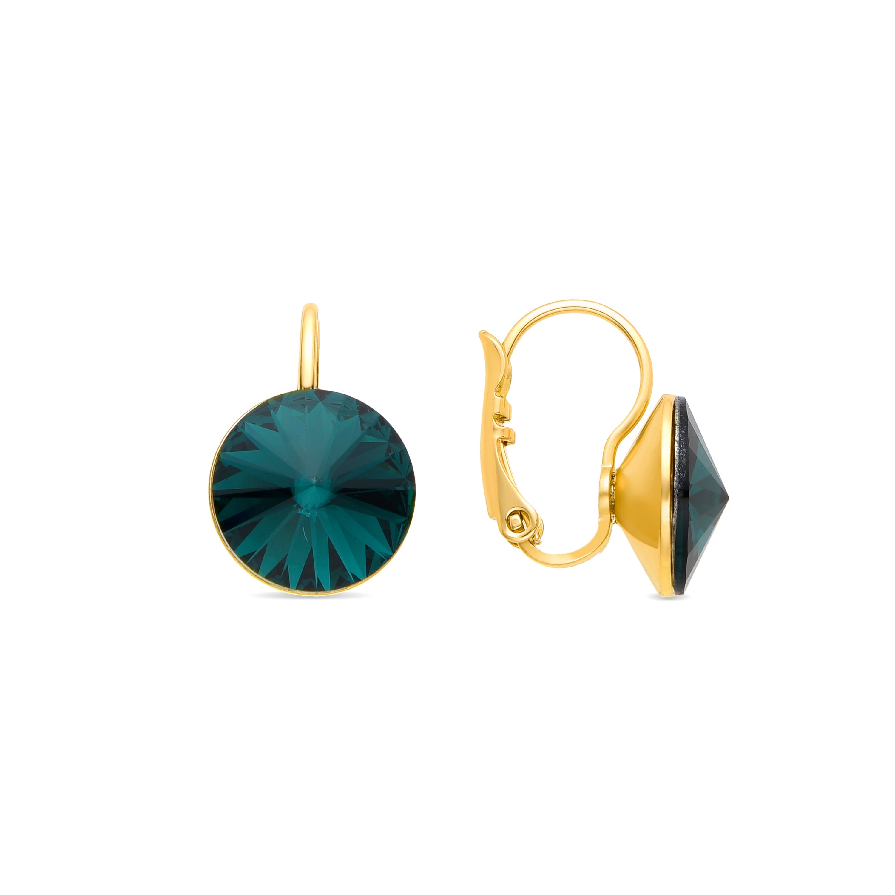 Pendientes de Cristal Verde acabados en oro amarillo 18K - Rusira