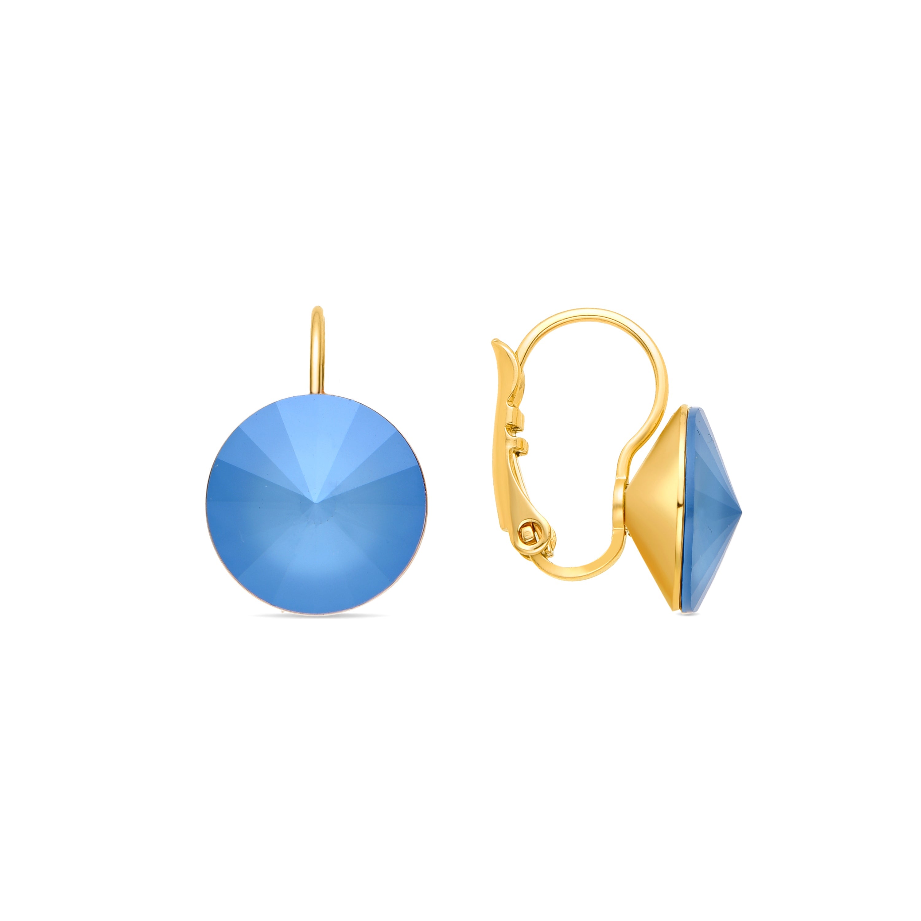 Pendientes de Cristal Azul acabados en oro amarillo 18K - Kimji