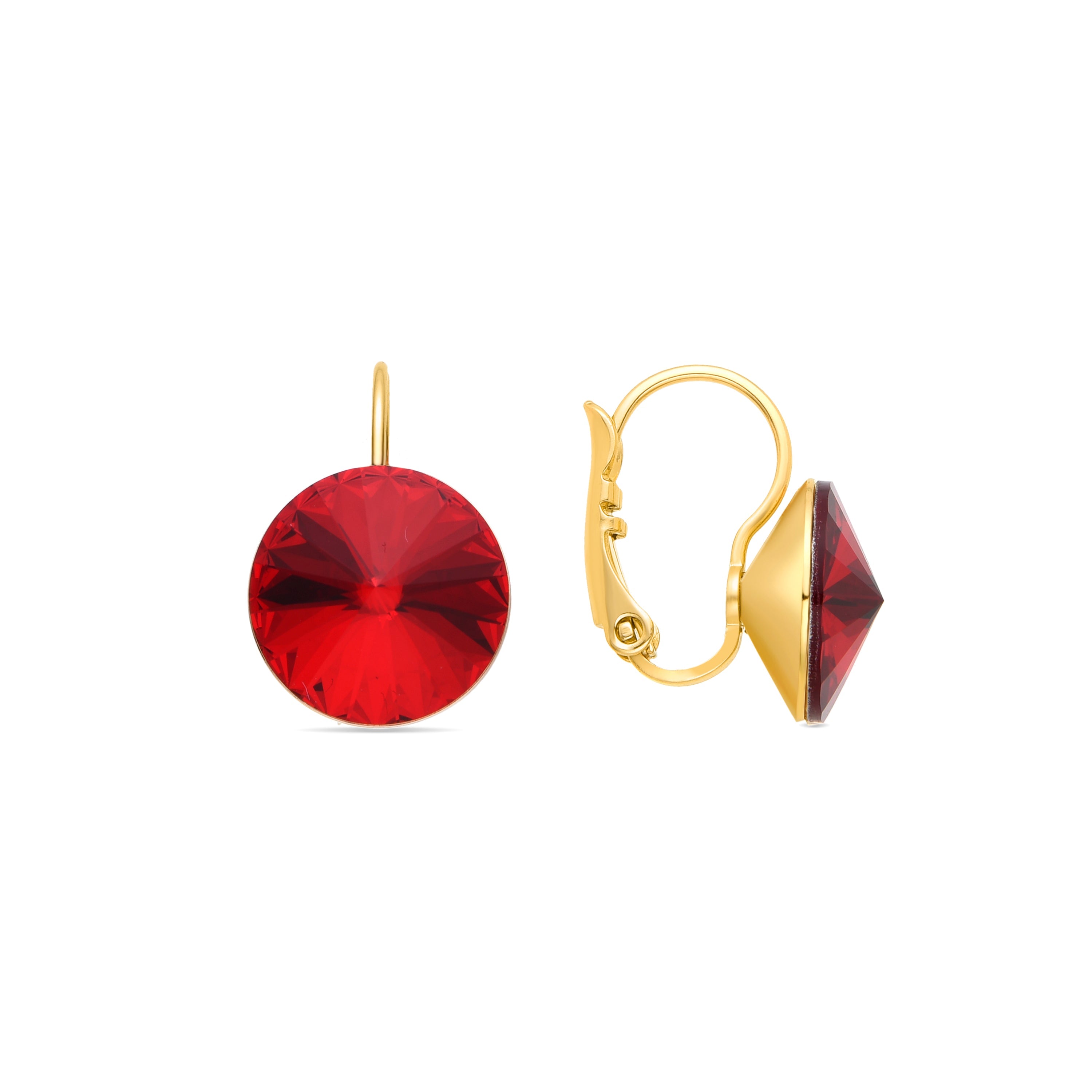 Pendientes de Cristal Rojo acabados en oro amarillo 18K - Kimji