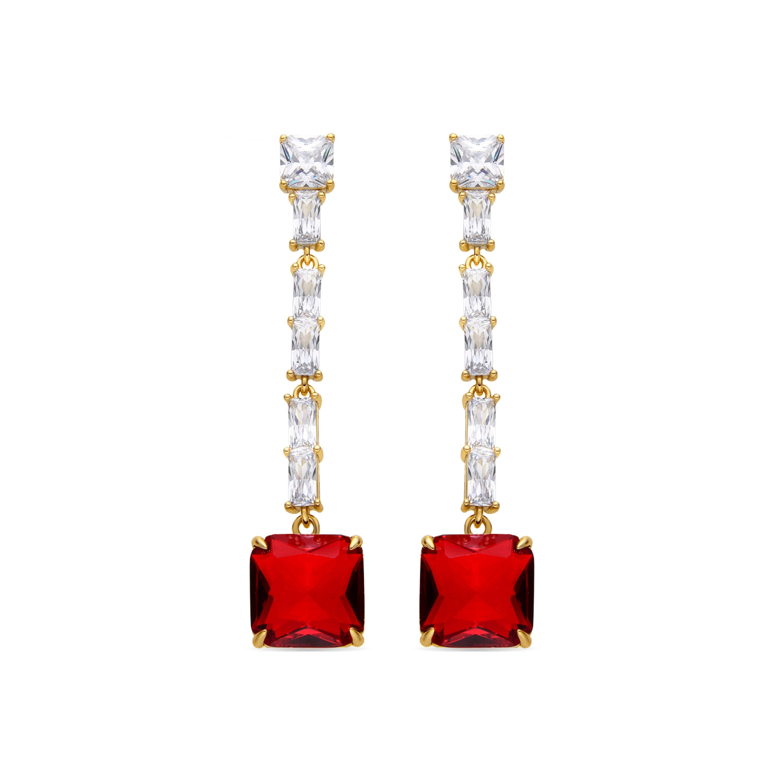 Boucles d'oreilles en zirconium rubis finition or 18k - Waraim