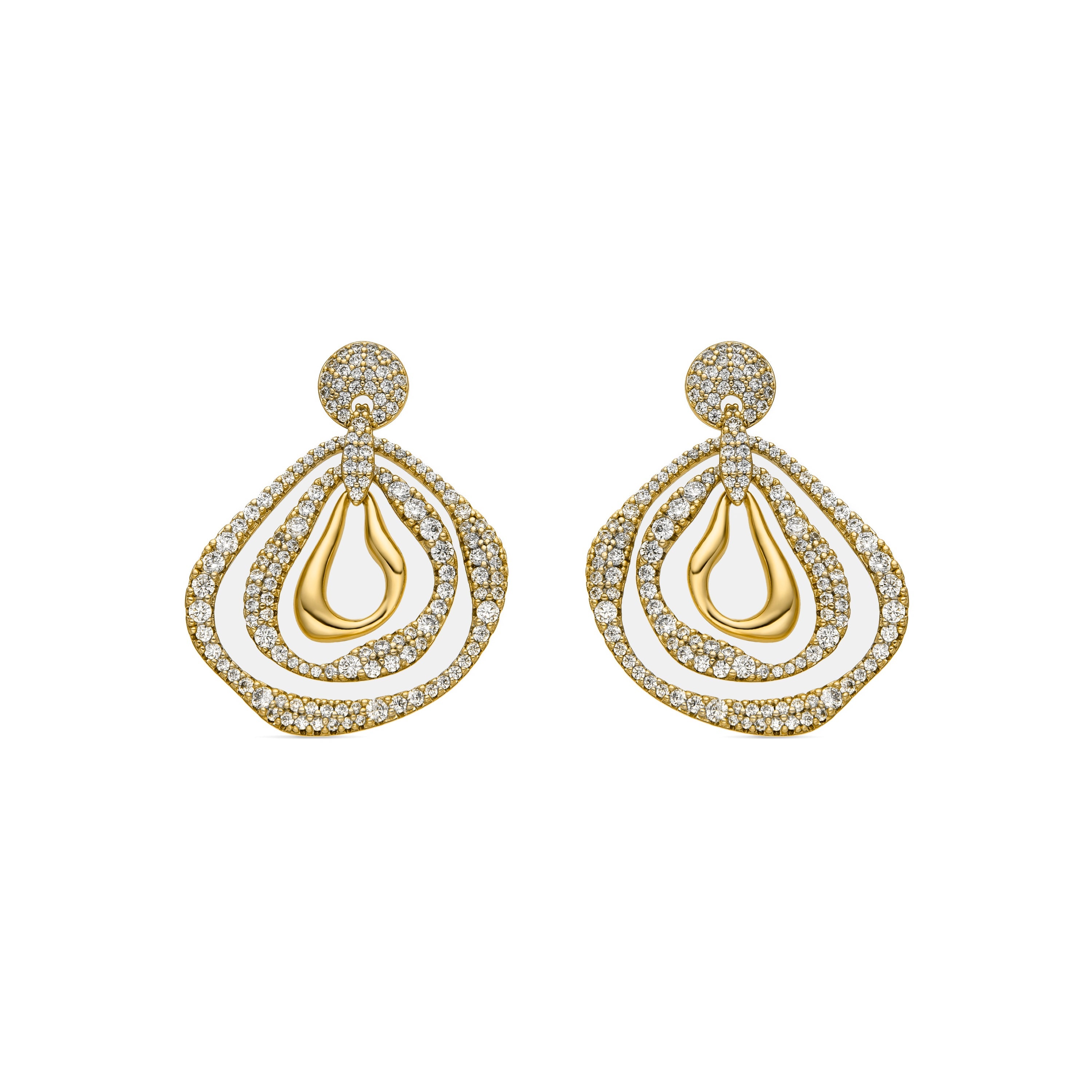 Boucles d'oreilles en zircon brillant finition or 18k - Tazdi
