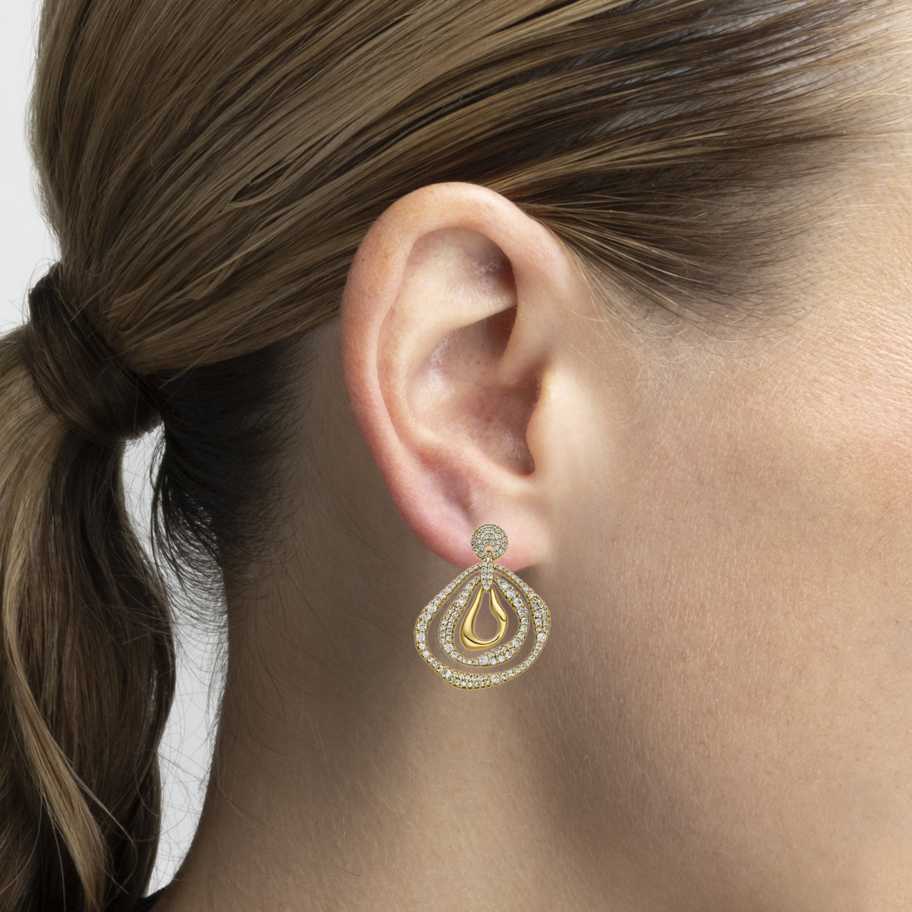 Boucles d'oreilles en zircon brillant finition or 18k - Tazdi