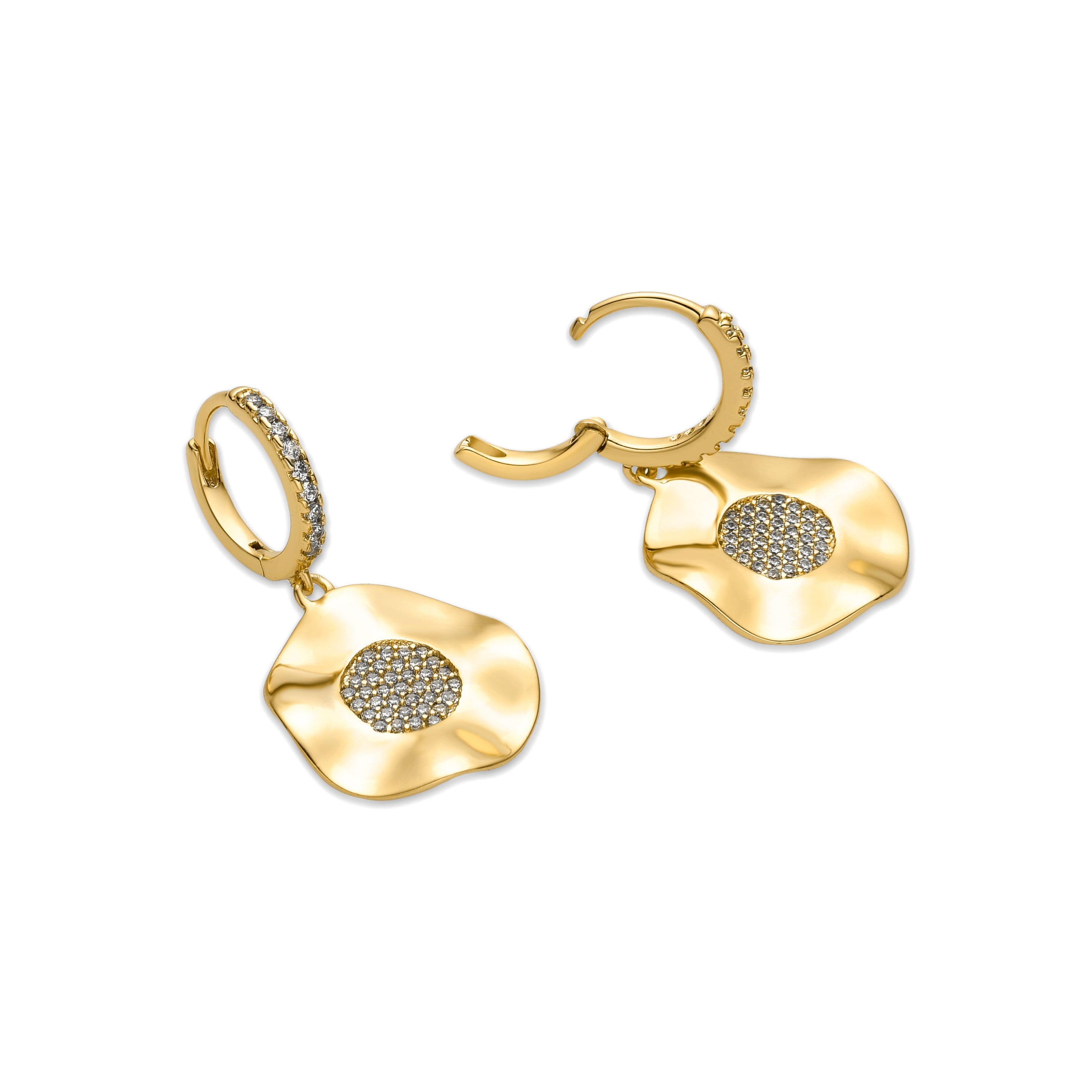 Boucles d'oreilles en zirconium brillant finition or 18k - Delim