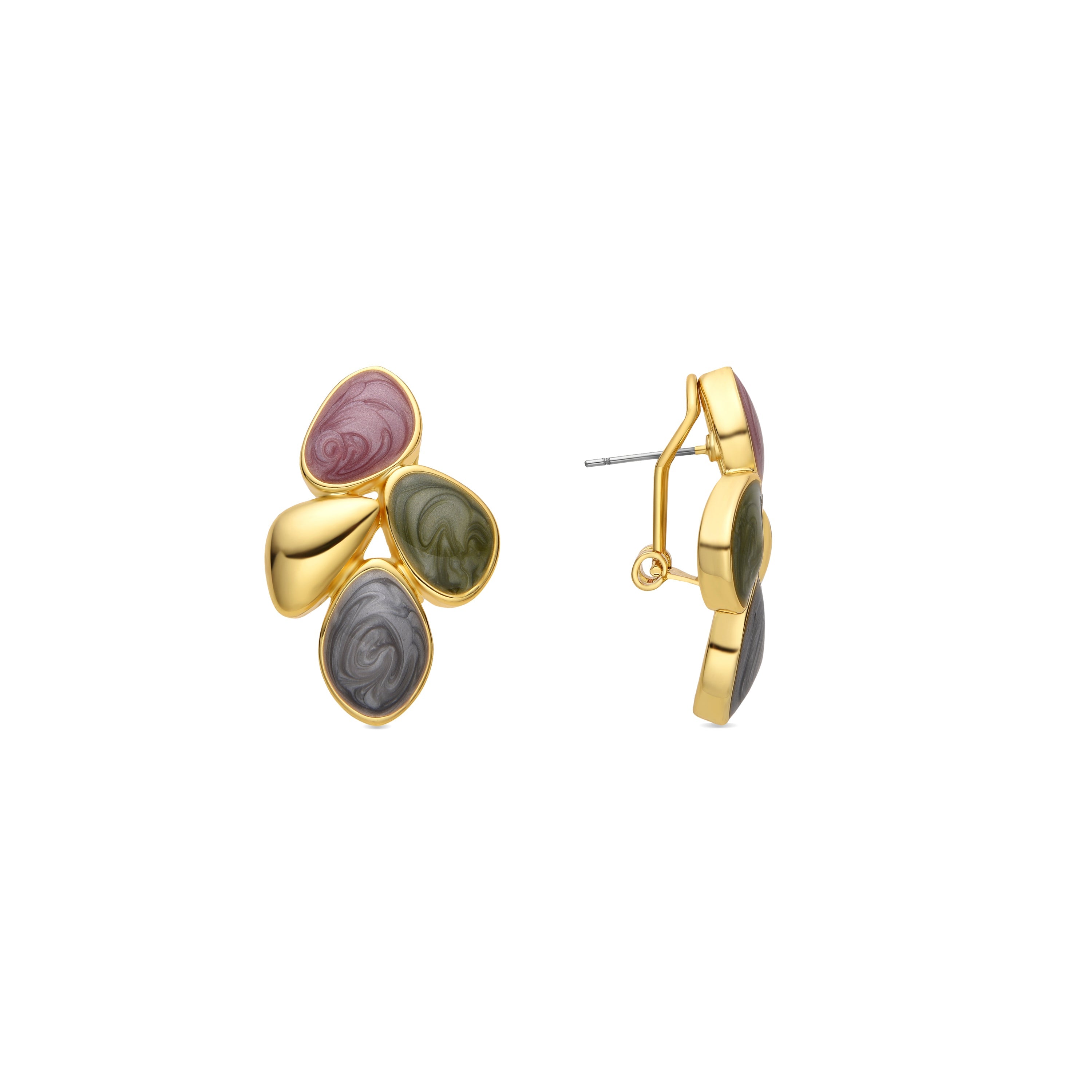 Pendientes con Lacado Multicolor acabado oro 18k - Laido