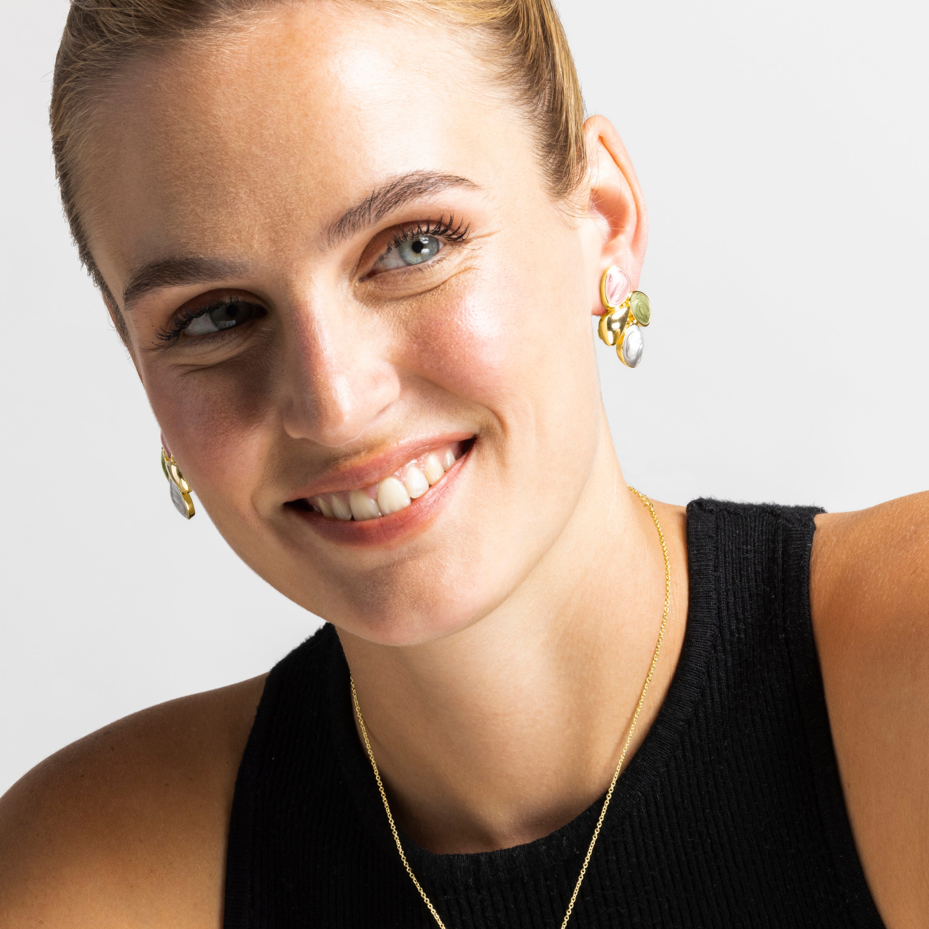 Pendientes con Lacado Multicolor acabado oro 18k - Laido
