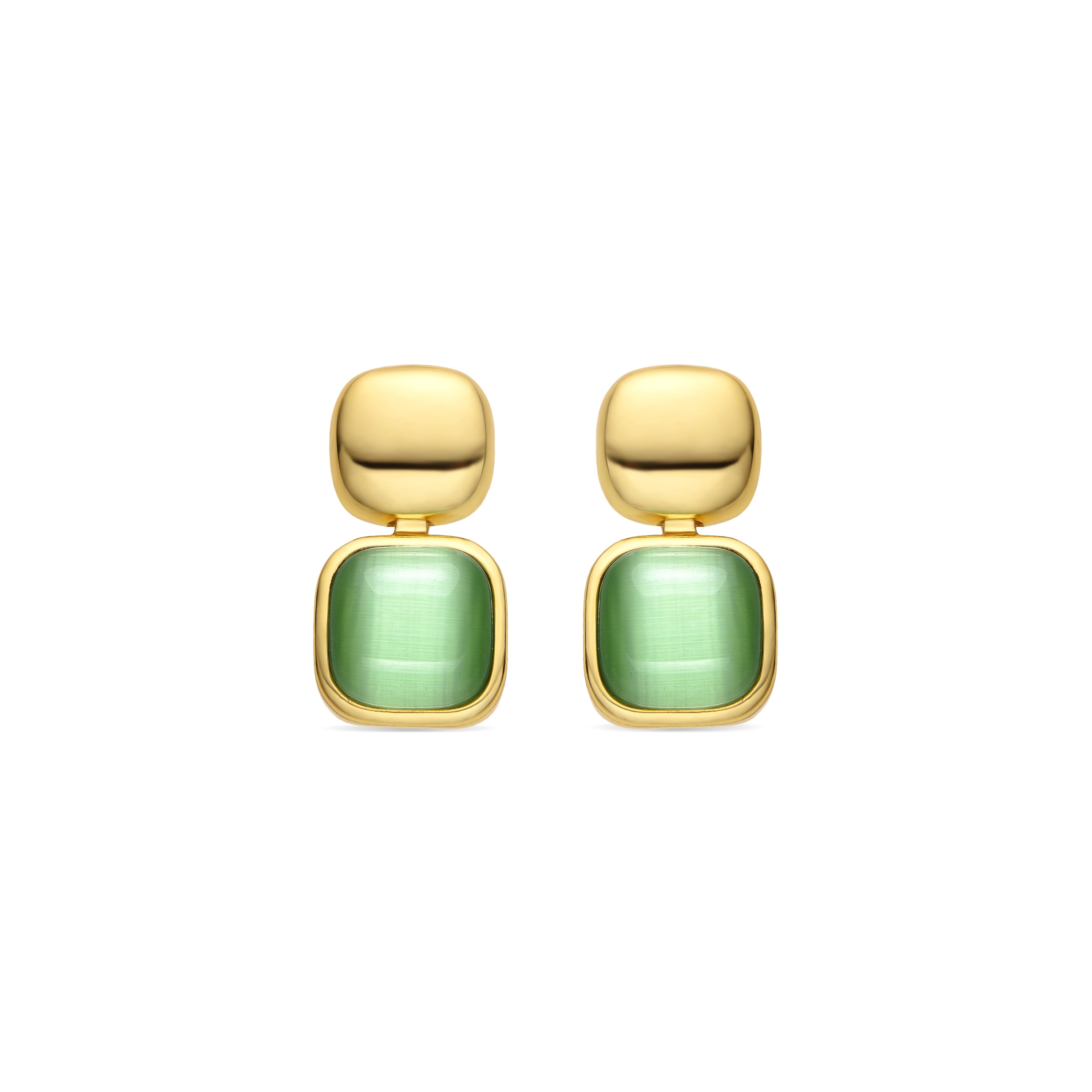Pendientes con Ojo de Gato Verde acabado oro 18k - Laroi