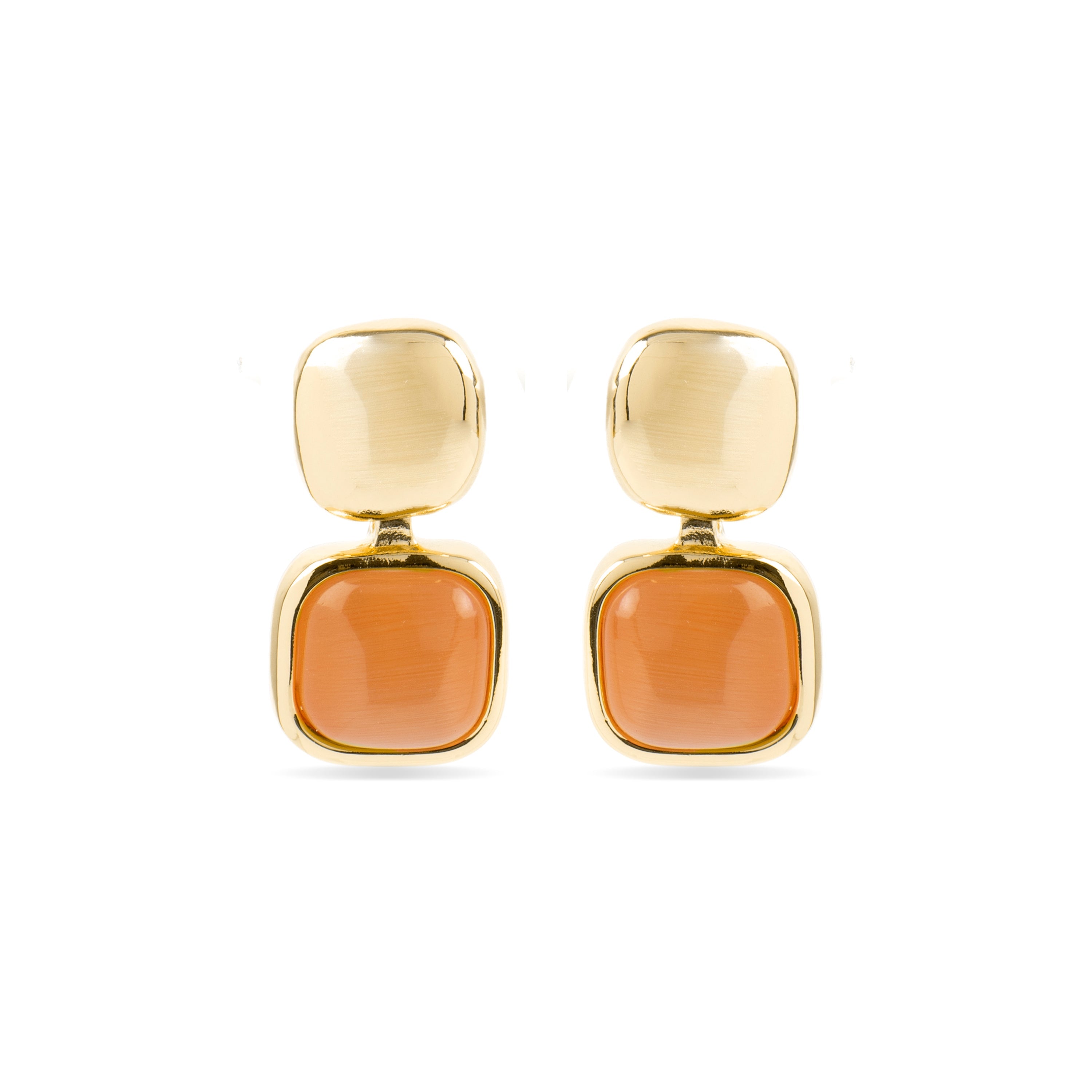 Pendientes con Ojo de Gato Naranja acabado oro 18k - Laroi