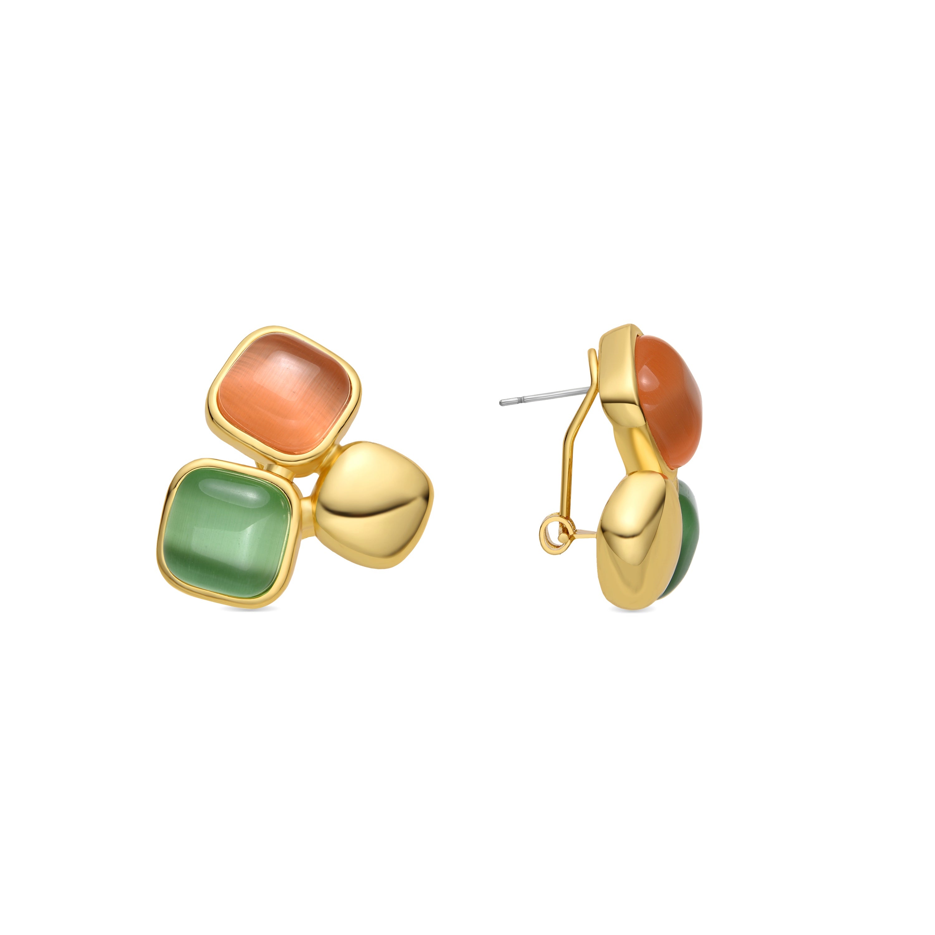 Boucles d'oreilles en Oeil de Chat Multicolore finition or 18k - Nuroa