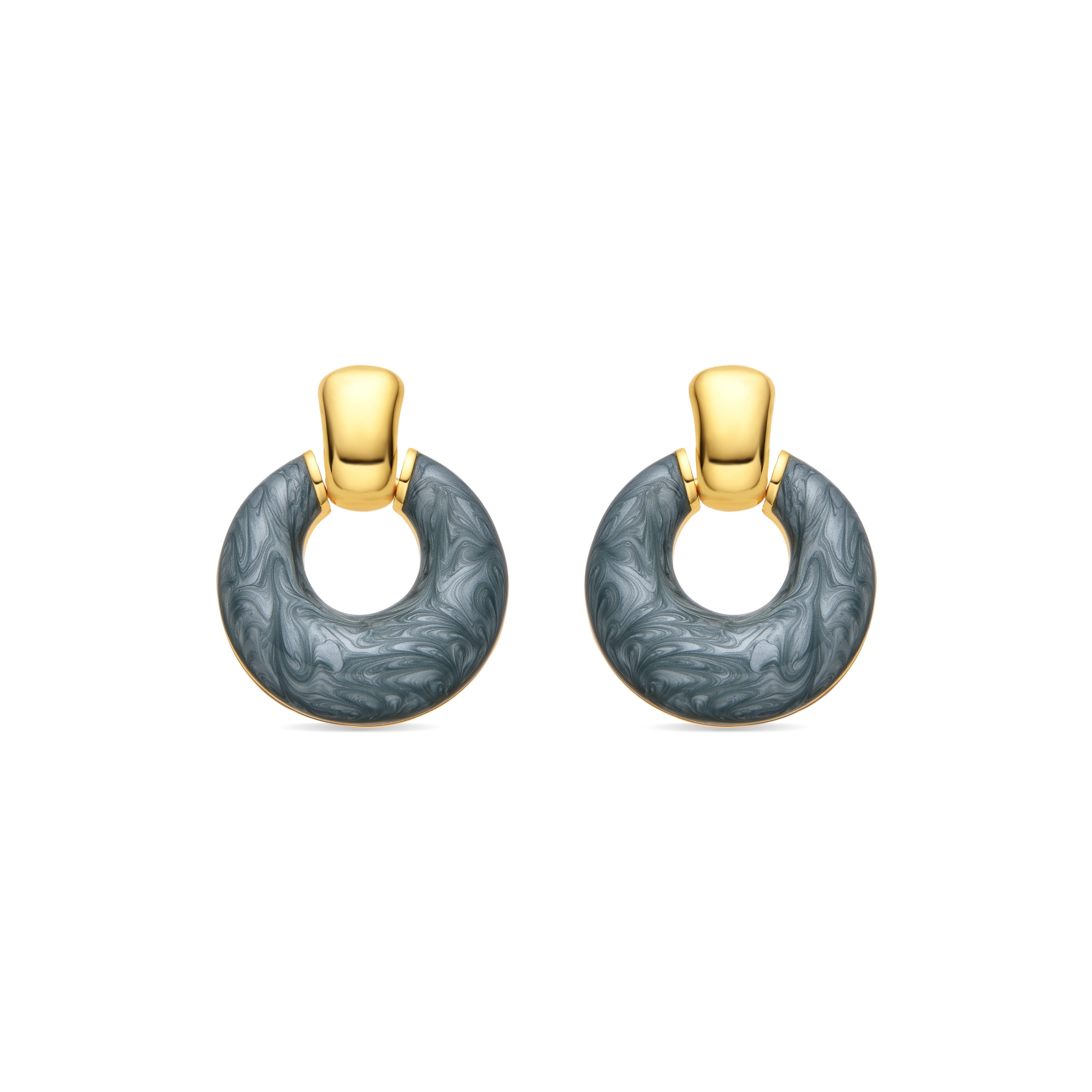 Boucles d'oreilles avec laquage bleu finition or 18k - Fores