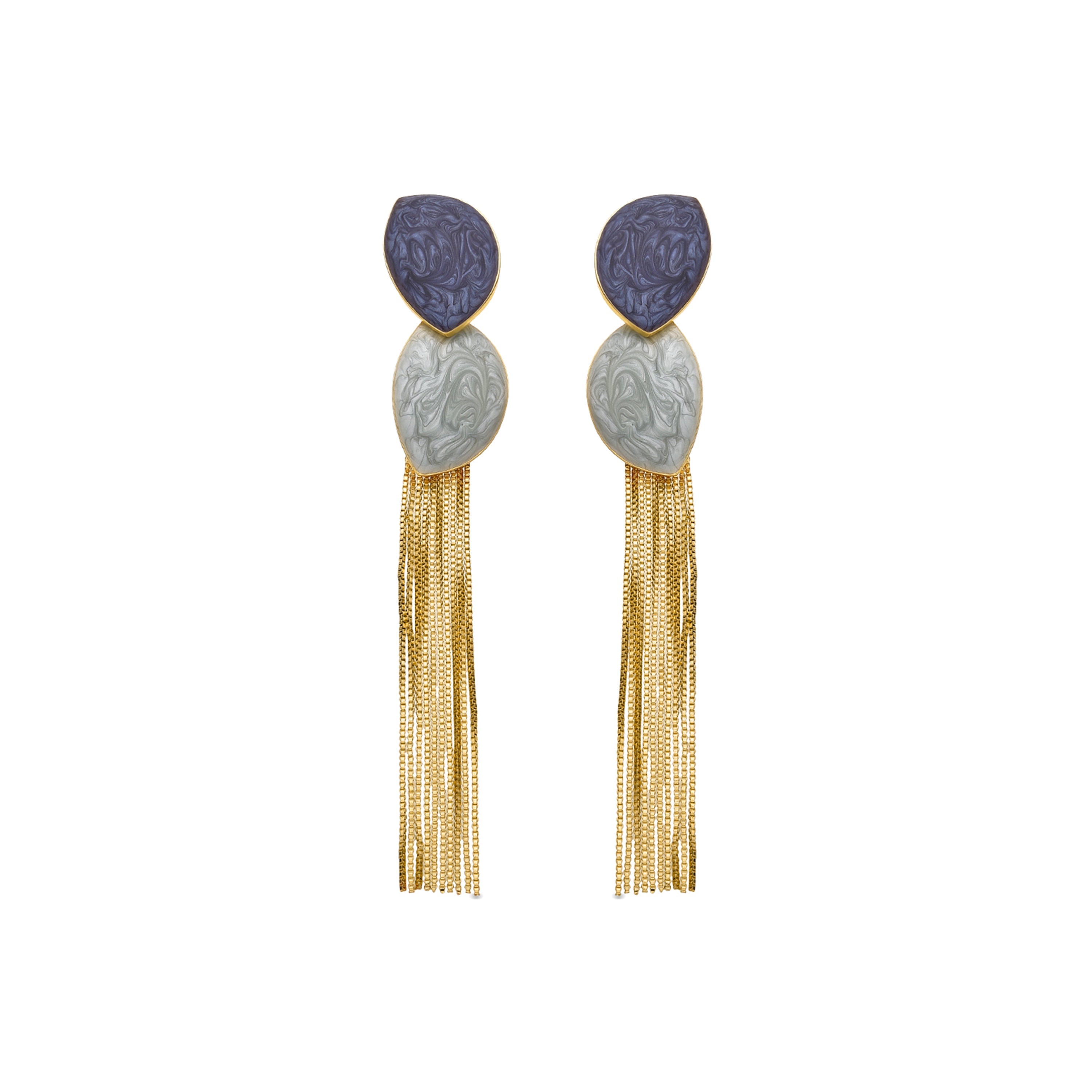 Boucles d'oreilles avec laquage bleu finition or 18k - Gori