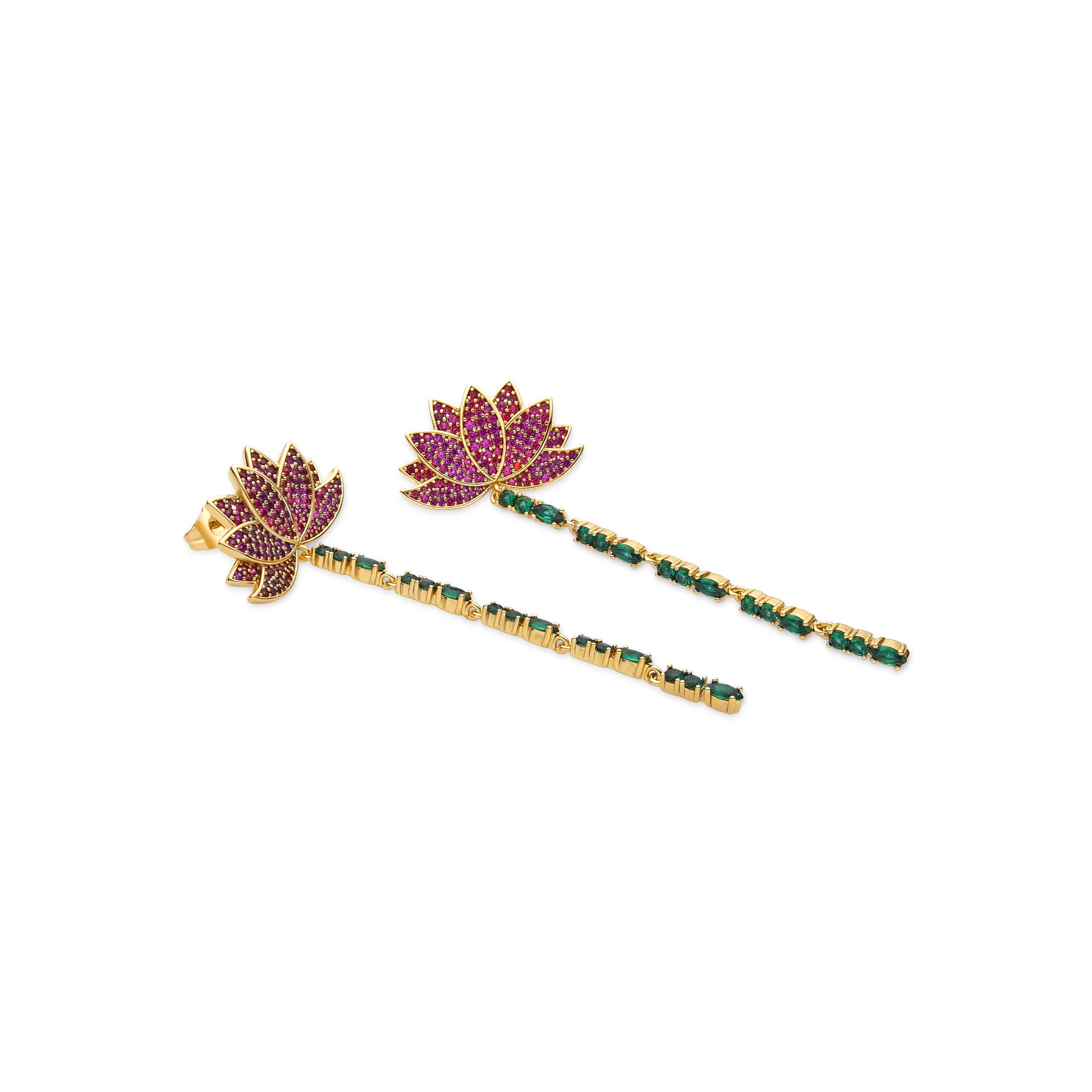 Boucles d'oreilles en zircon multicolore finition or 18k - Likme
