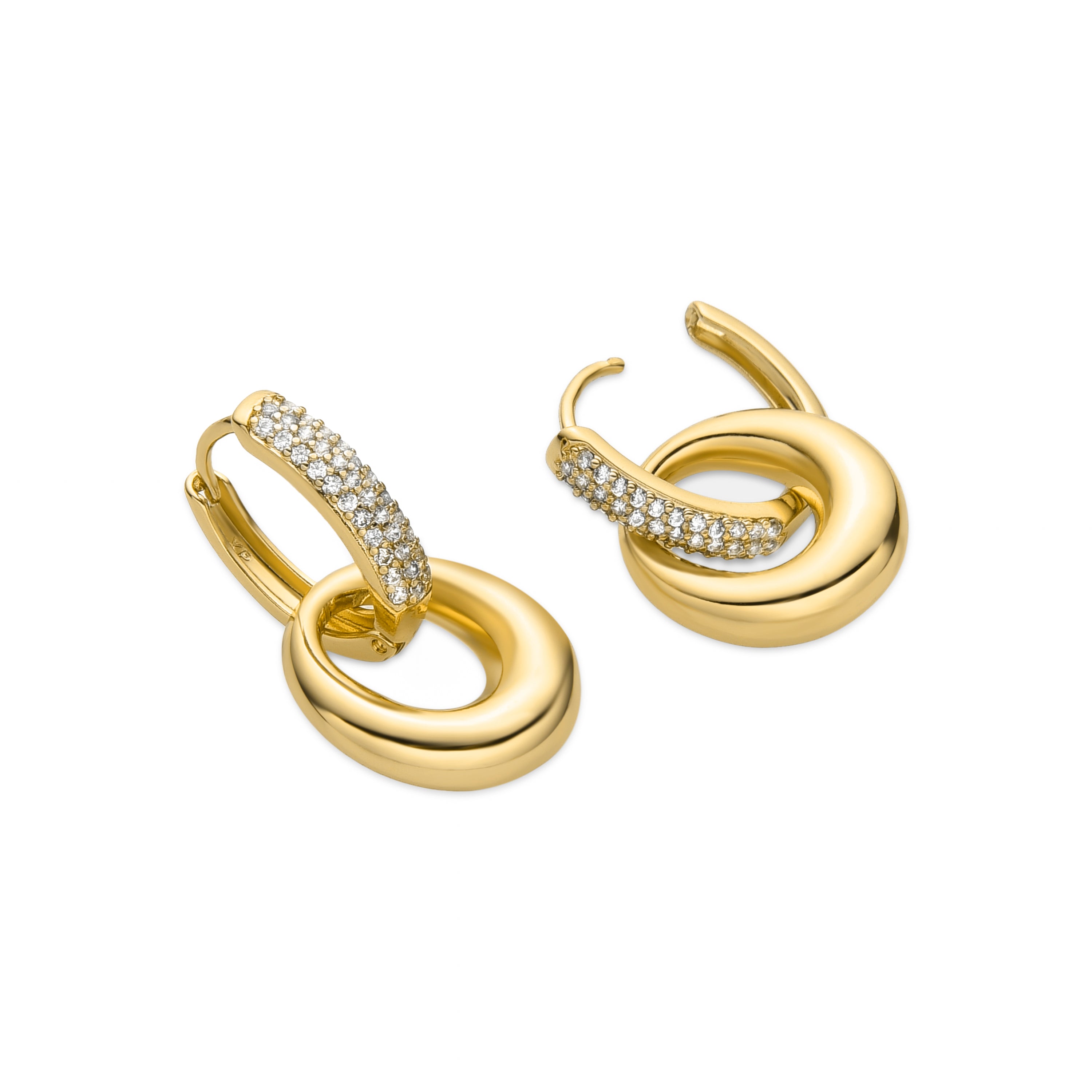 Boucles d'oreilles en zircon brillant finition or 18k - Pakki