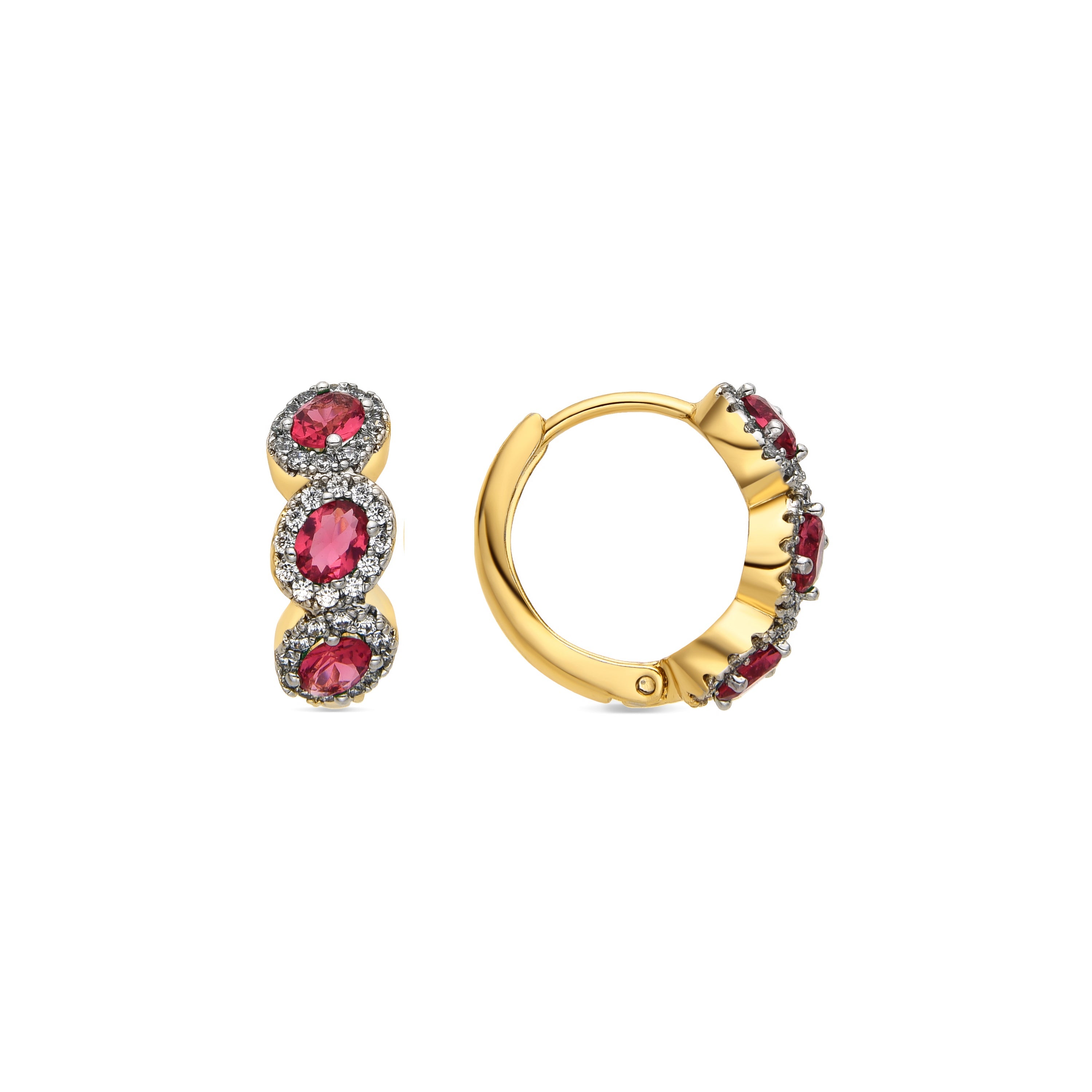 Boucles d'oreilles en zirconium rubis finition or 18k - Cinel
