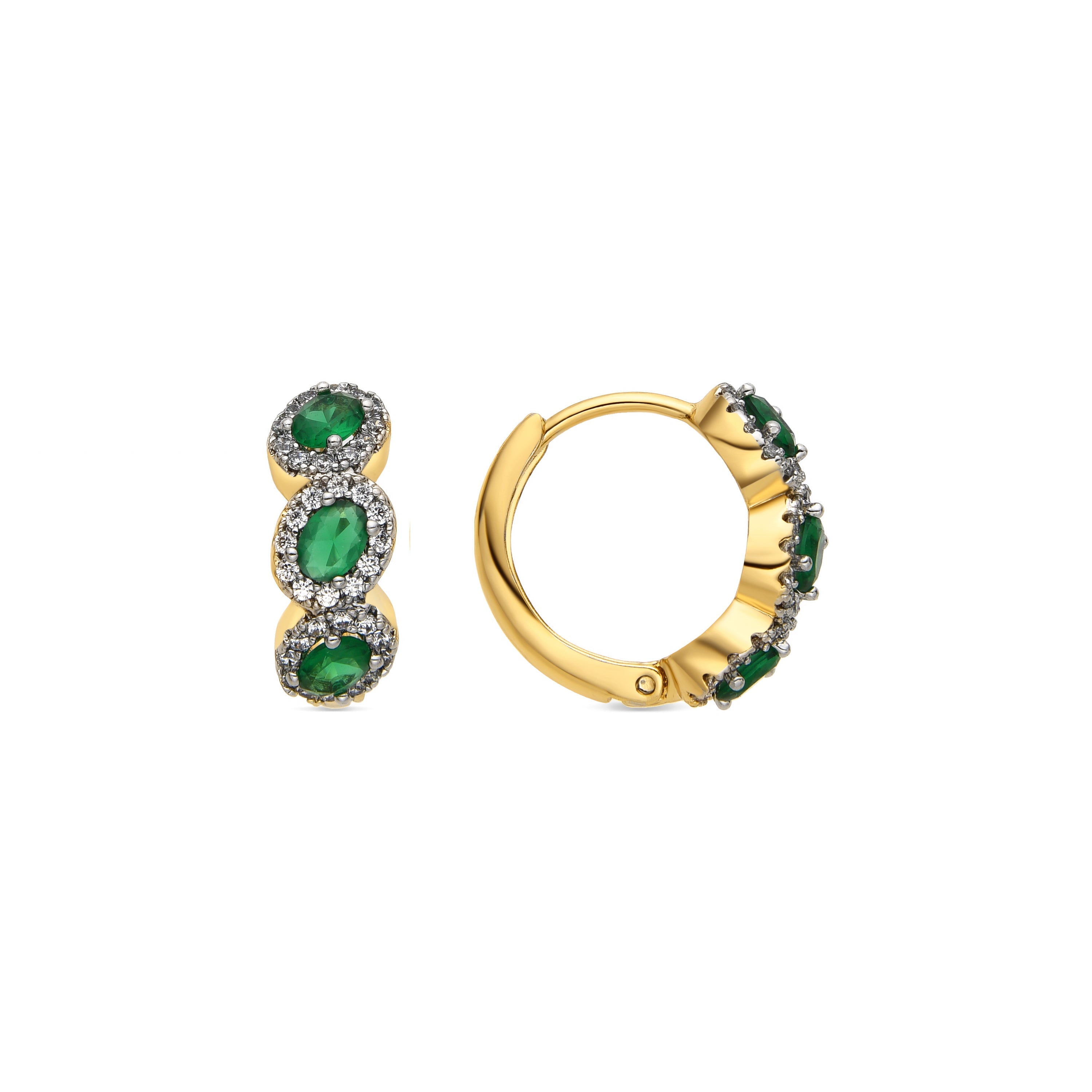 Pendientes con Circonita Peridoto acabado oro 18k - Cinel