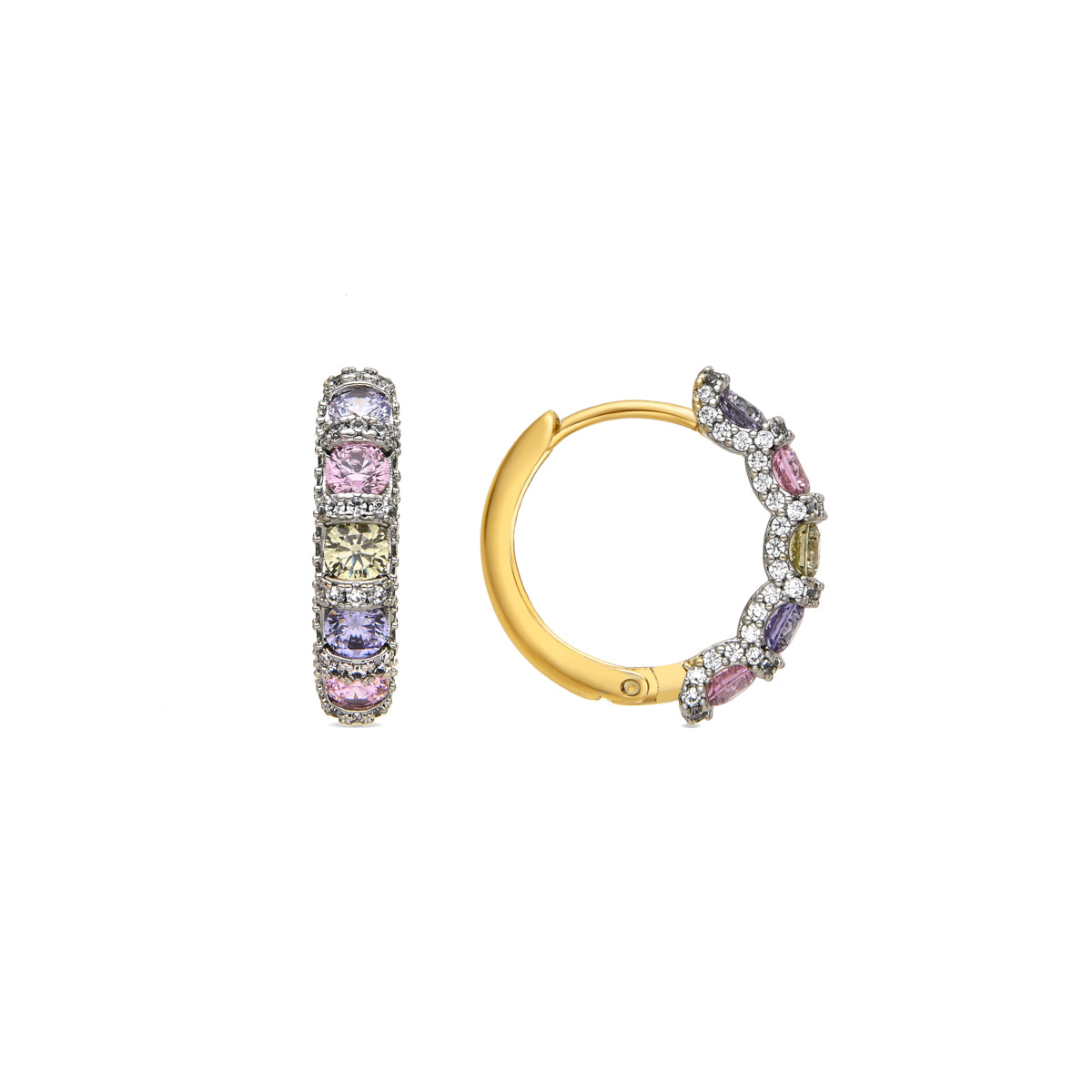Pendientes con Circonita Amatista acabado oro 18k - Yrat