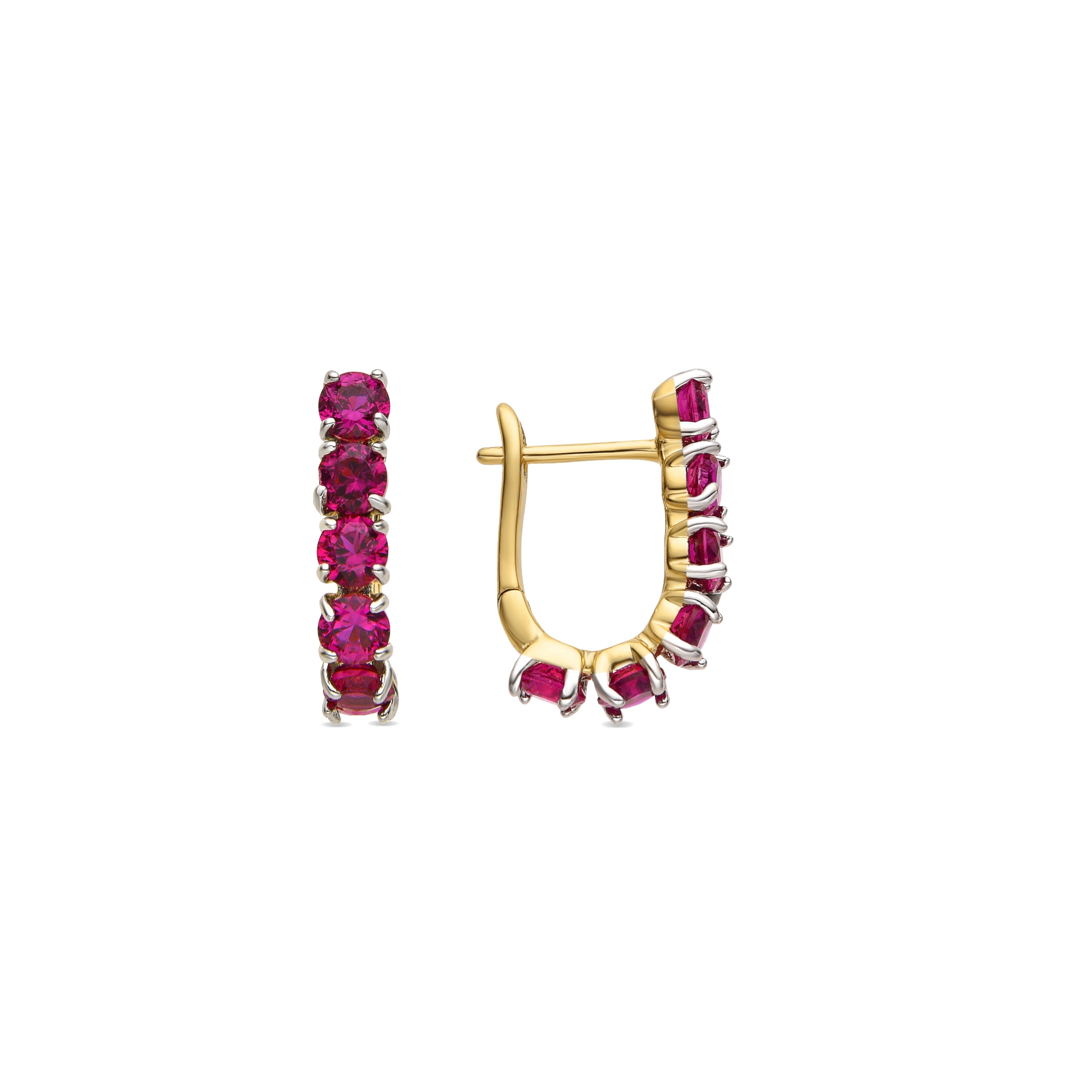 Boucles d'oreilles en zirconium rubis finition or 18k - Kine