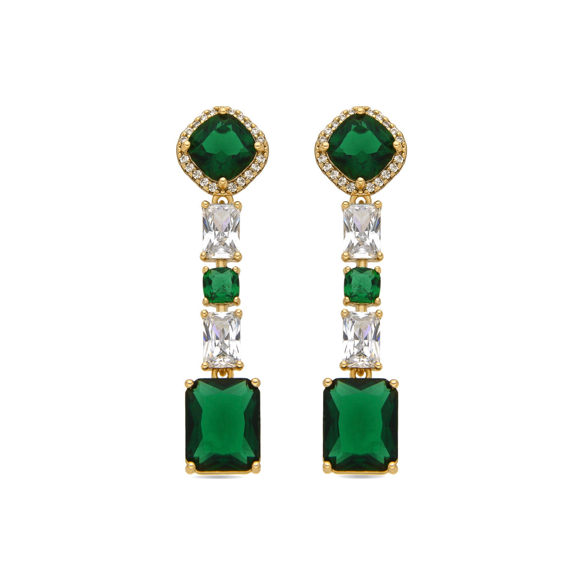 Pendientes con Circonita Esmeralda acabado oro 18k - Layzy