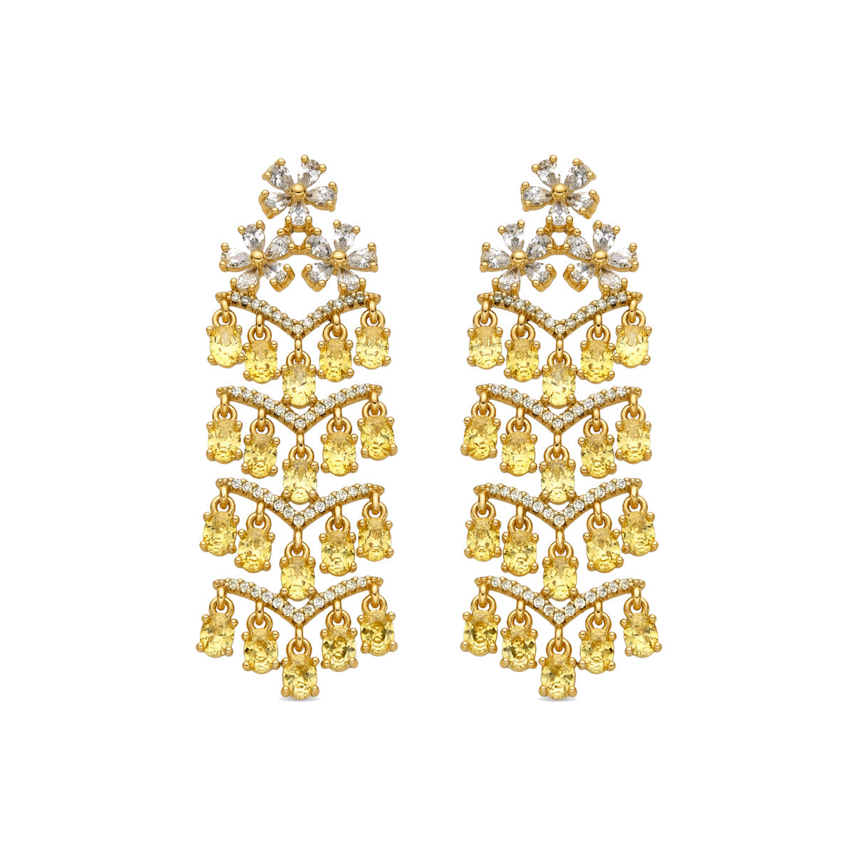 Pendientes con Padparadscha acabado oro 18k - Heweo