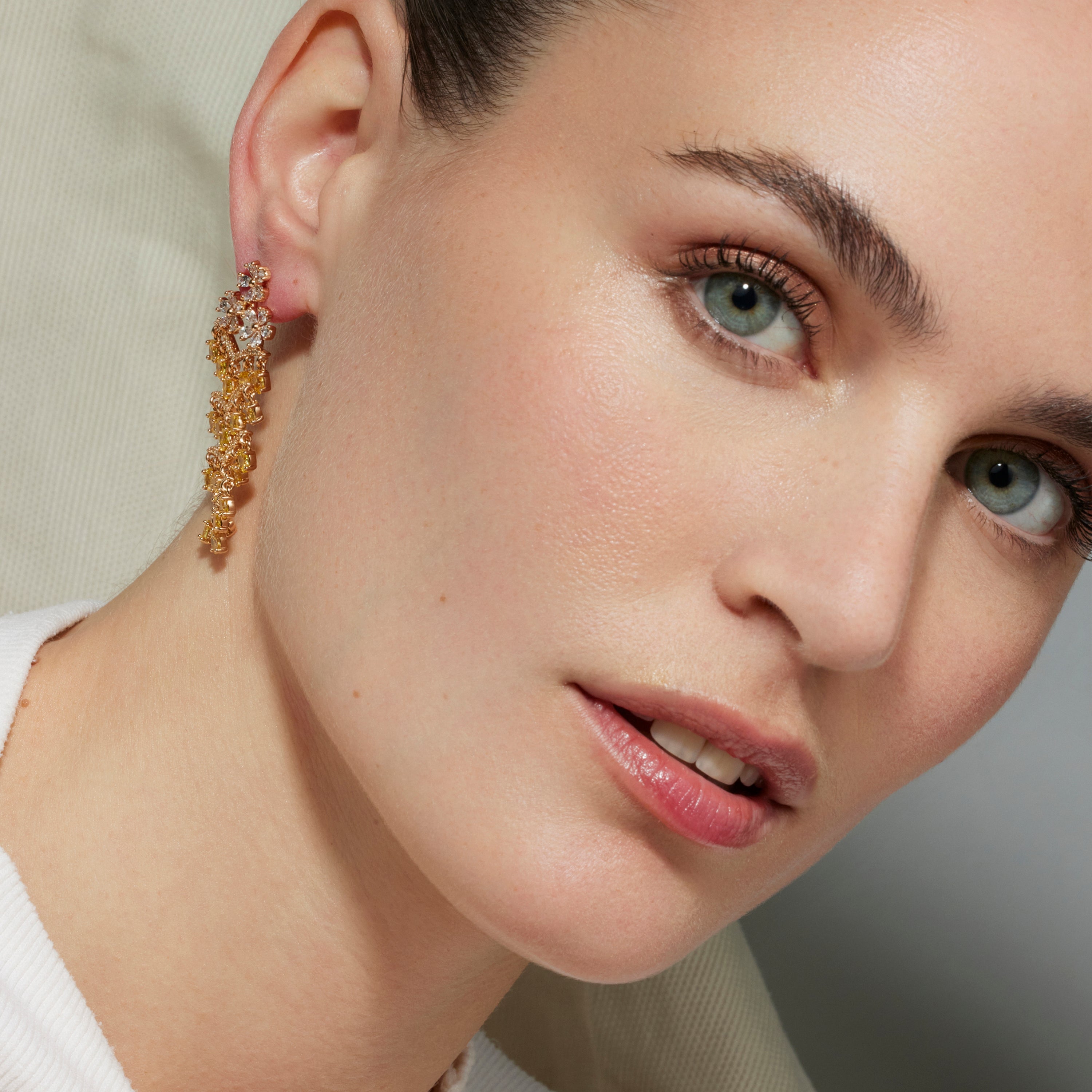 Pendientes con Padparadscha acabado oro 18k - Heweo