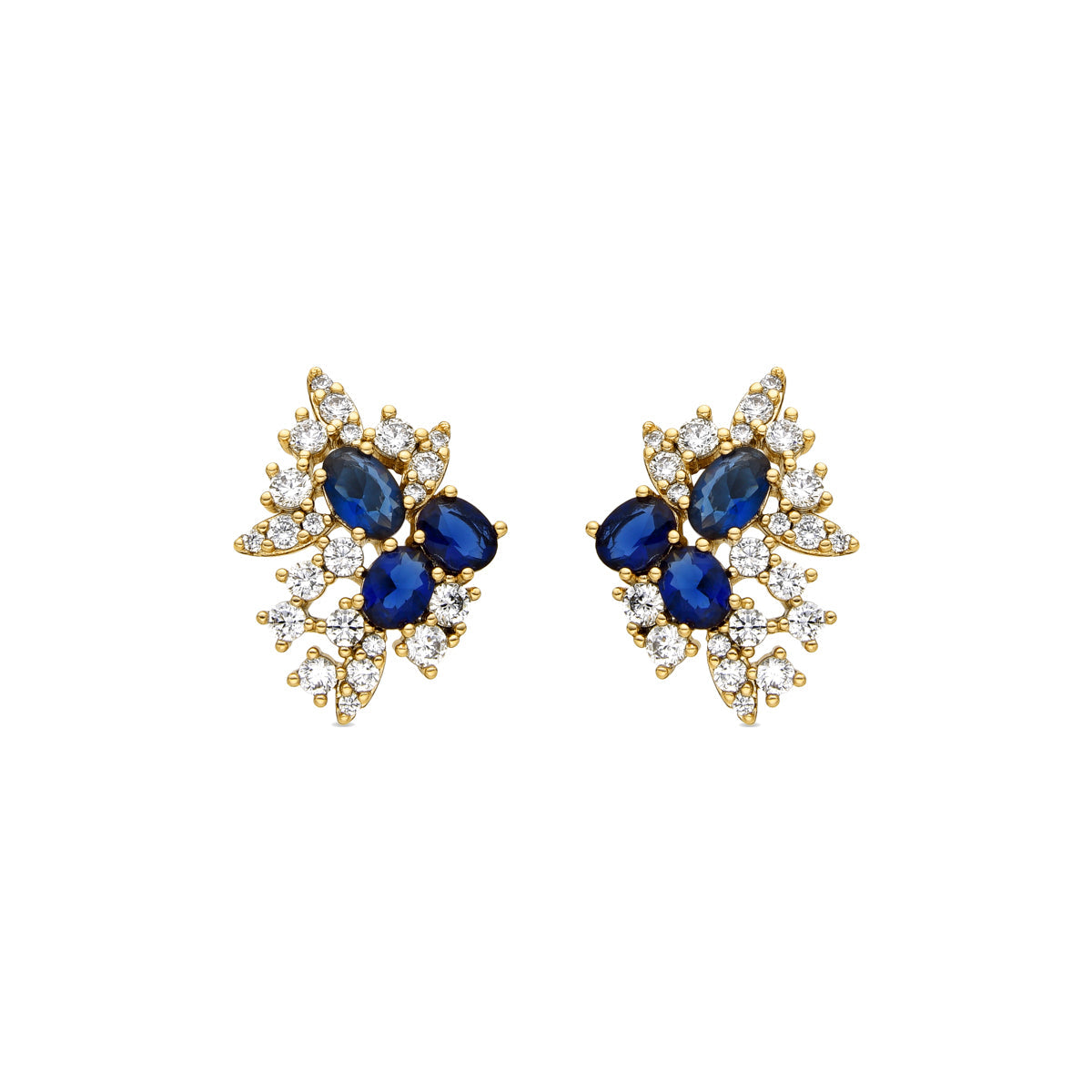 Pendientes con Circonita Zafiro acabado oro 18k - Ciame