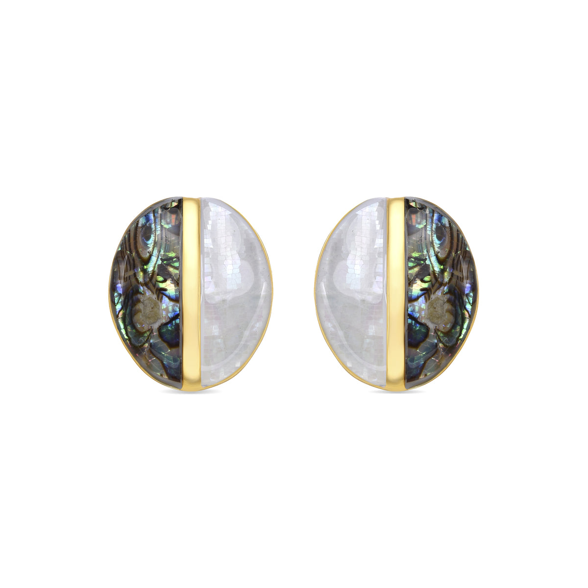 Pendientes Thisca de Madreperla Blanca acabado oro amarillo de 18k