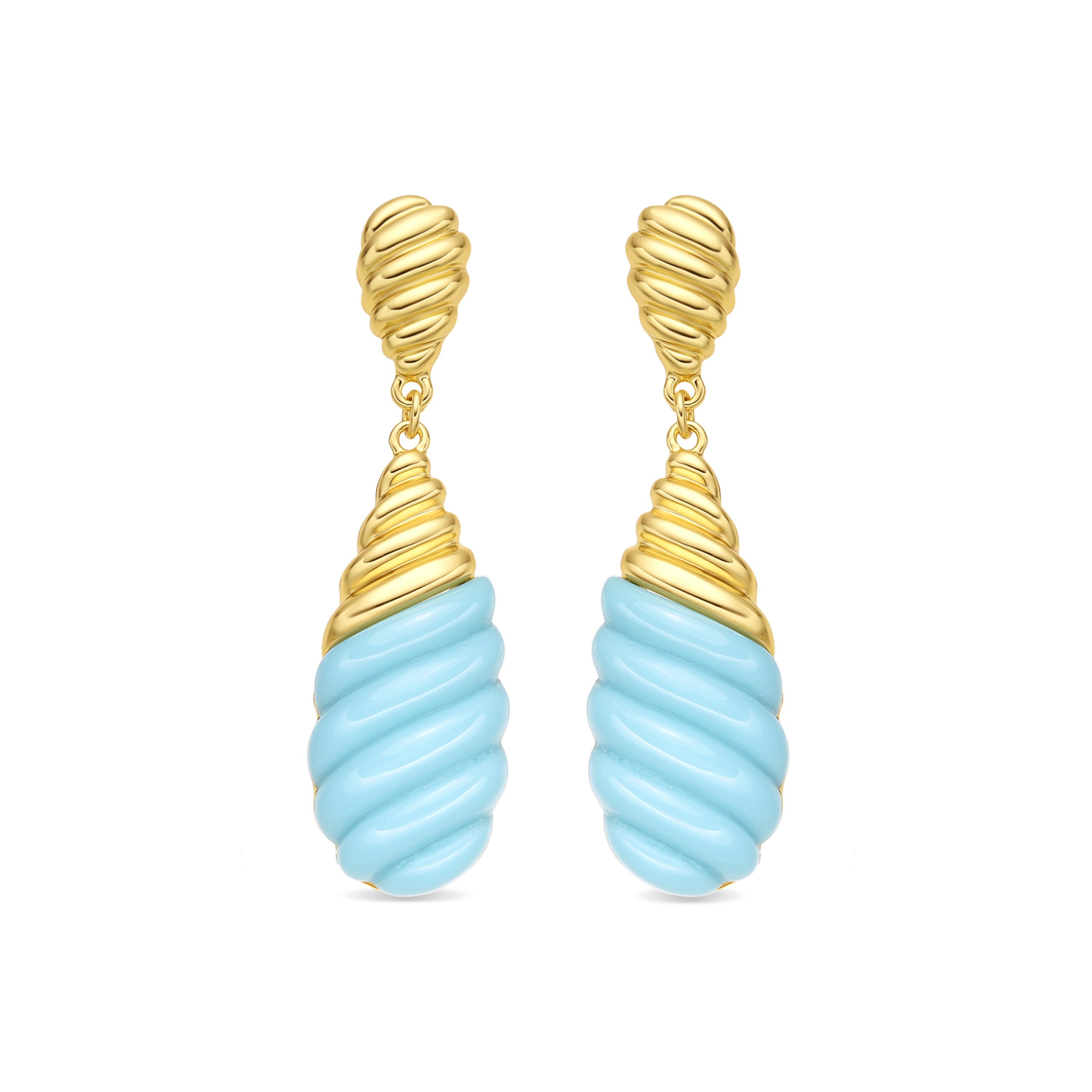 Pendientes acabado oro amarillo de 18k y Resina Azul - Rawil
