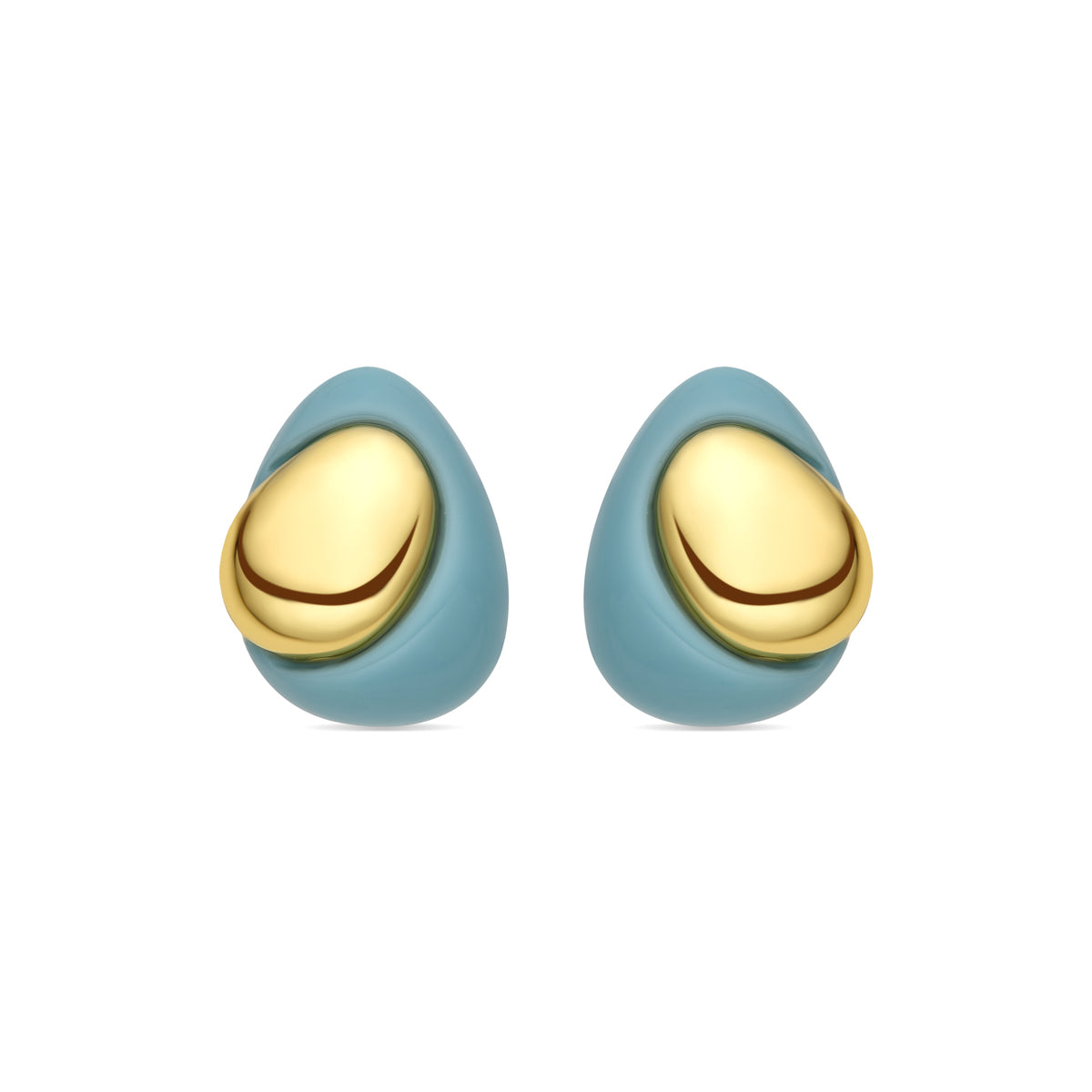 Pendientes Jidun de Resina Azul acabado oro amarillo de 18k