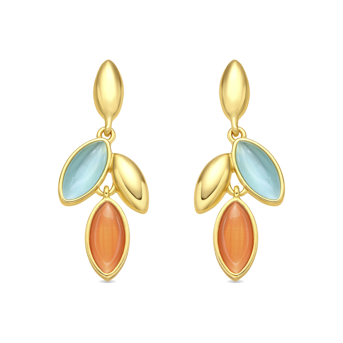 Pendientes Dulfo de Ojo de Gato Multicolor acabado oro amarillo de 18k