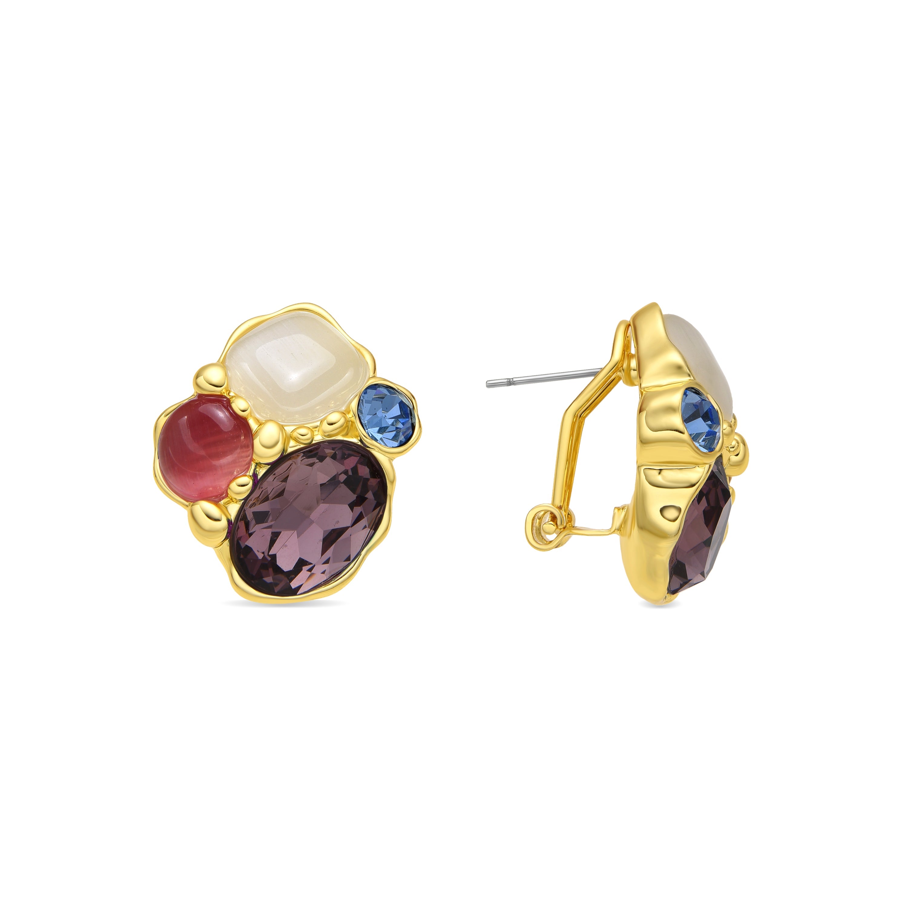 Pendientes acabado oro amarillo de 18k y Cristal Morado - Nedla