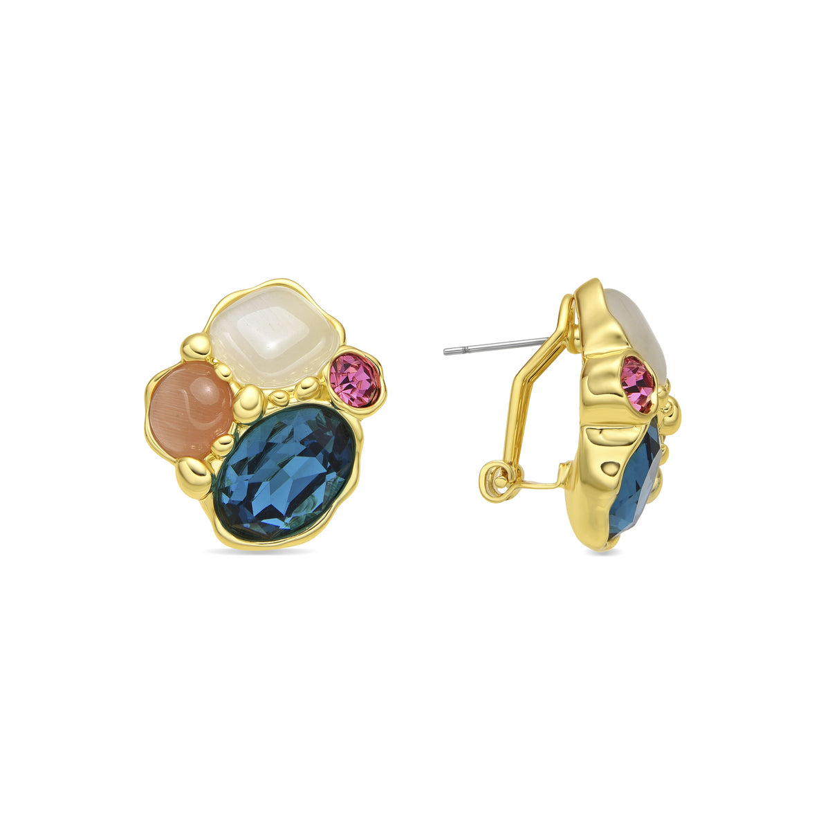Pendientes Nedla de Cristal Verde acabado oro amarillo de 18k