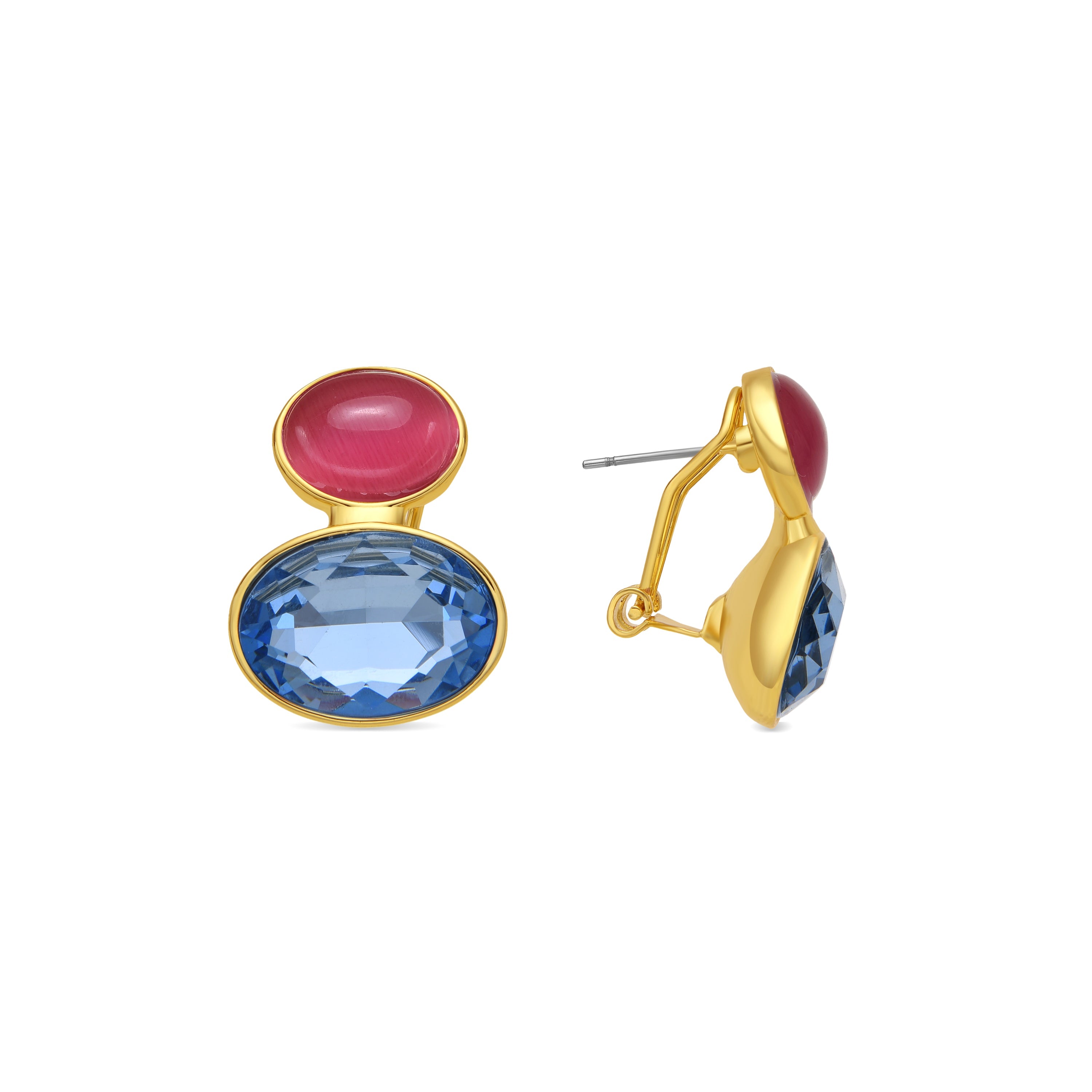 Pendientes acabado oro amarillo de 18k y Cristal Azul - Sigro